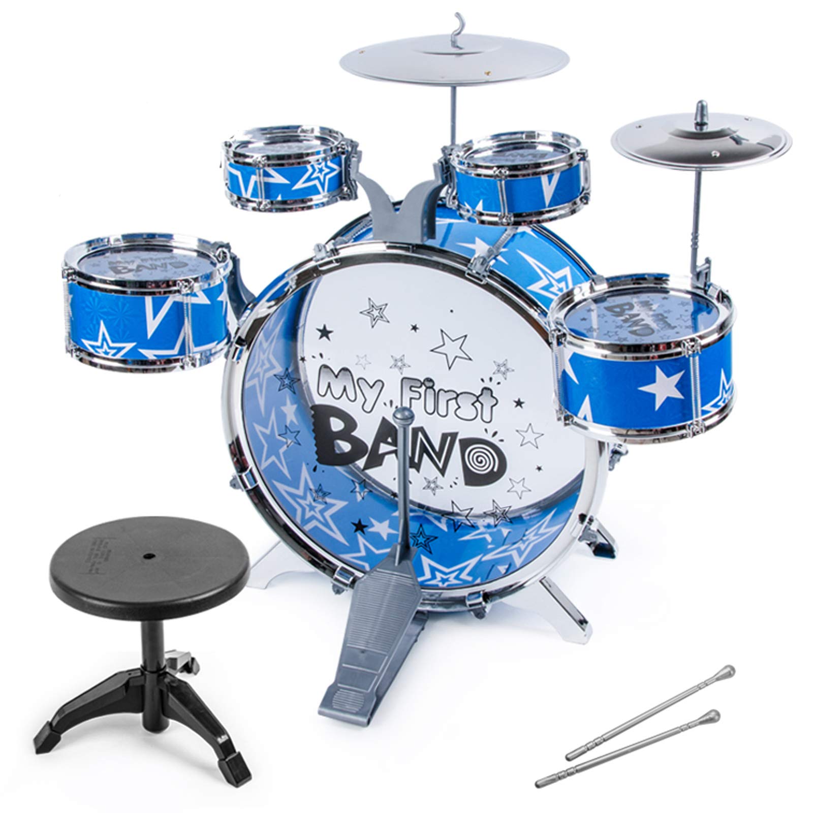 Kids Jazz Drum Set - 6 Drums & 3 Cymbals Beginner Drum Kit for Children Ages 1-6 | All-in-One Drum & Piano Combo for Toddlers & Preschoolers | Perfect for Birthday Gifts, Music Lessons & Home Play