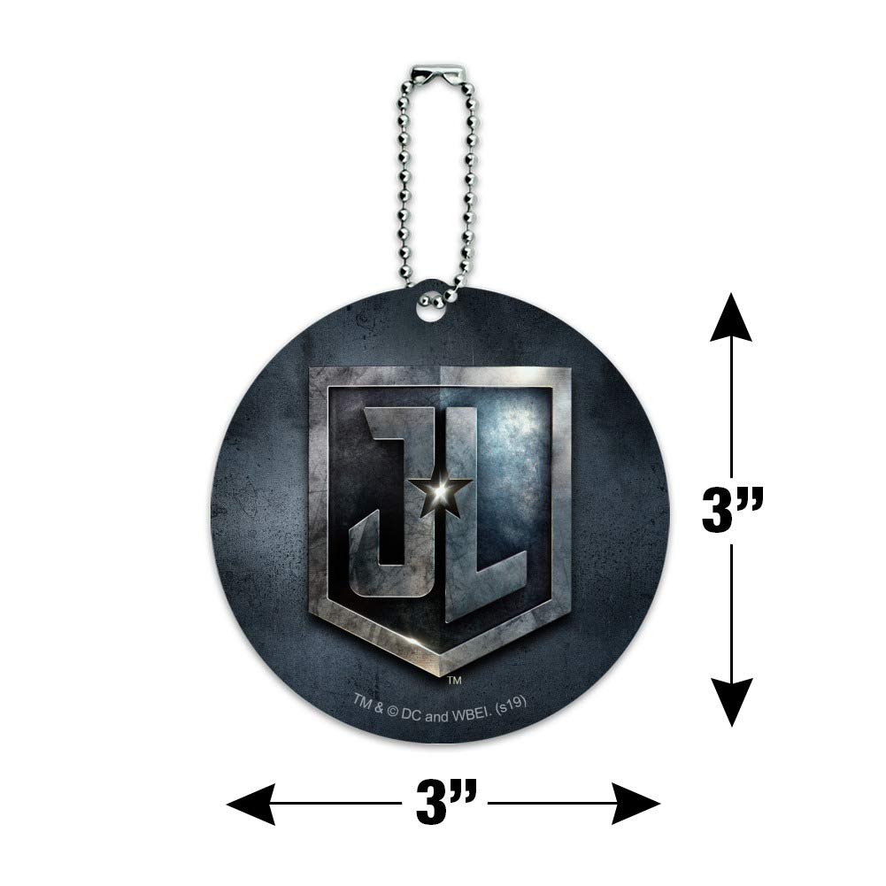 Justice League Movie Logo Round Luggage ID Tag - Durable Suitcase Carry-On Baggage Label for Travel, Business Trips & Vacation Identification