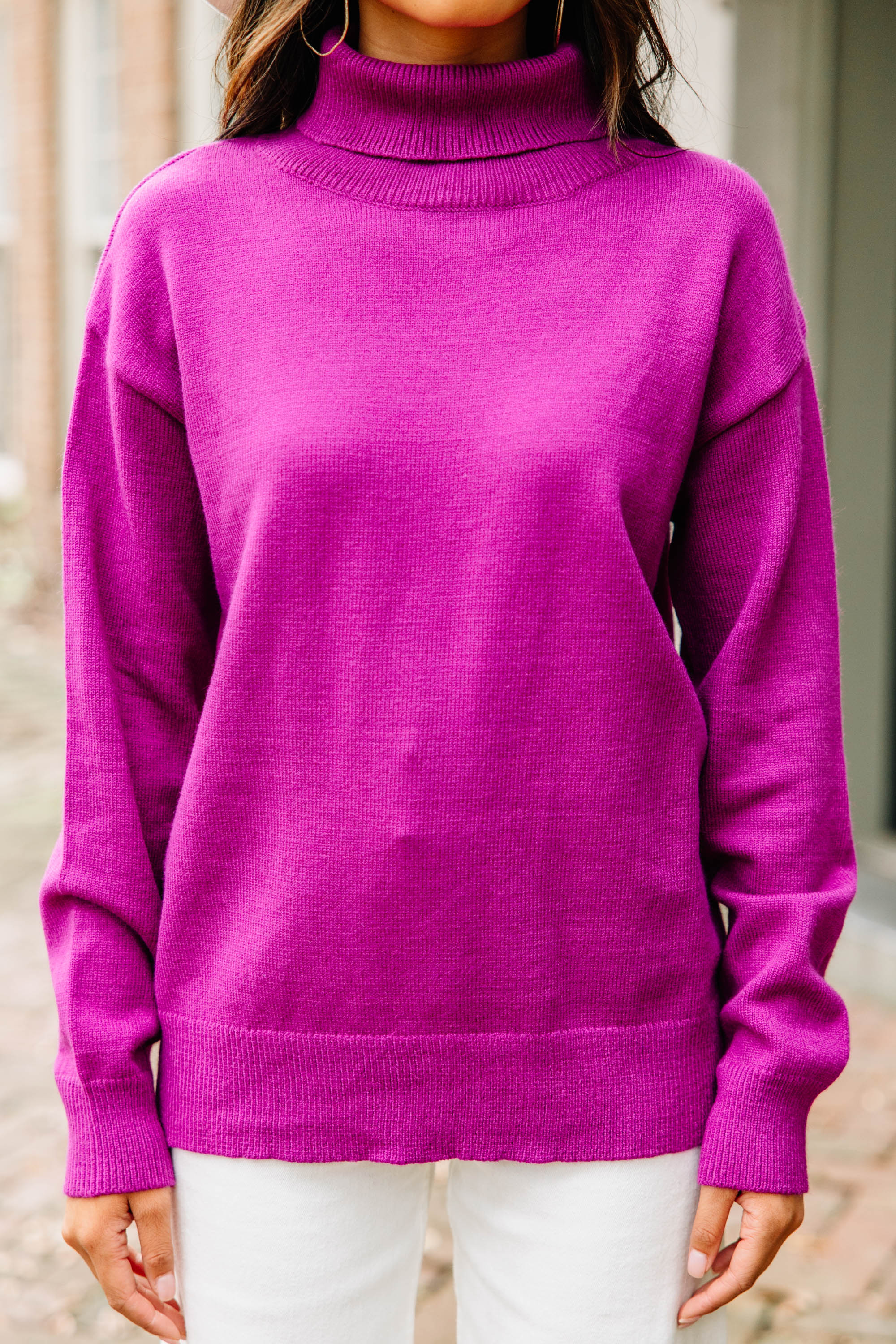 Orchid Purple Turtleneck Sweater for Women - Soft Comfortable Winter Knit Pullover - Perfect for Office, Date Night & Holiday Outfits