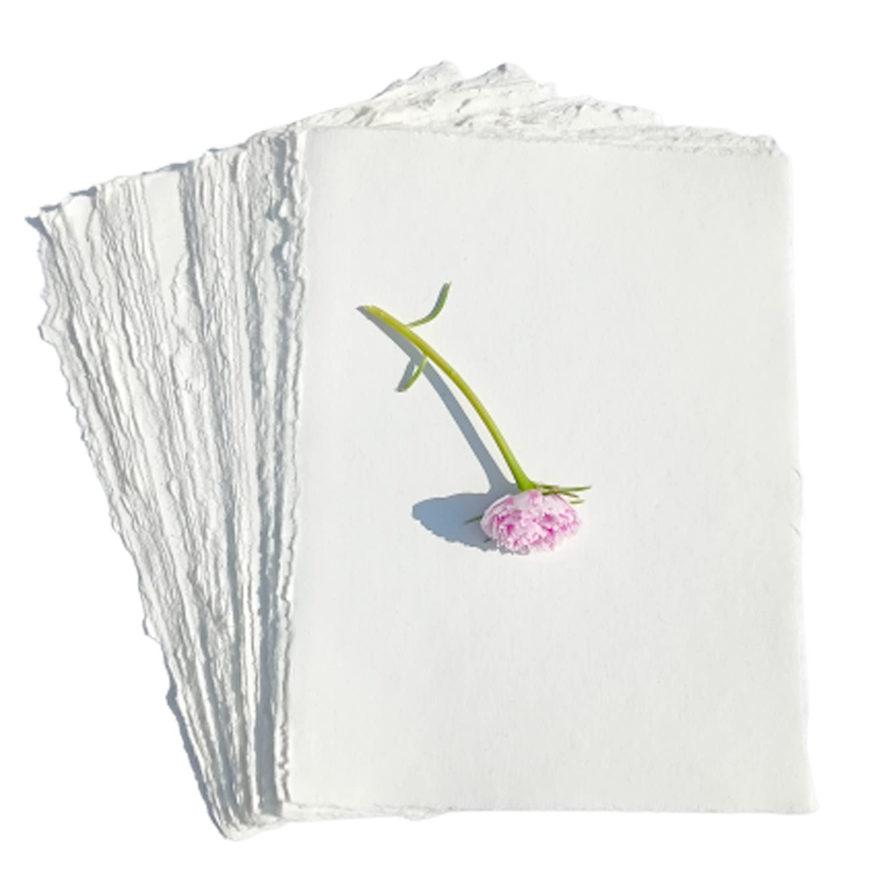 Premium Deckle Edge Paper - 130 GSM Ivory White Loose Leaf Sheets for Calligraphy, Writing, Printing, Scrapbooking, Maps, Certificates & Invitations - A4 Size (8.3