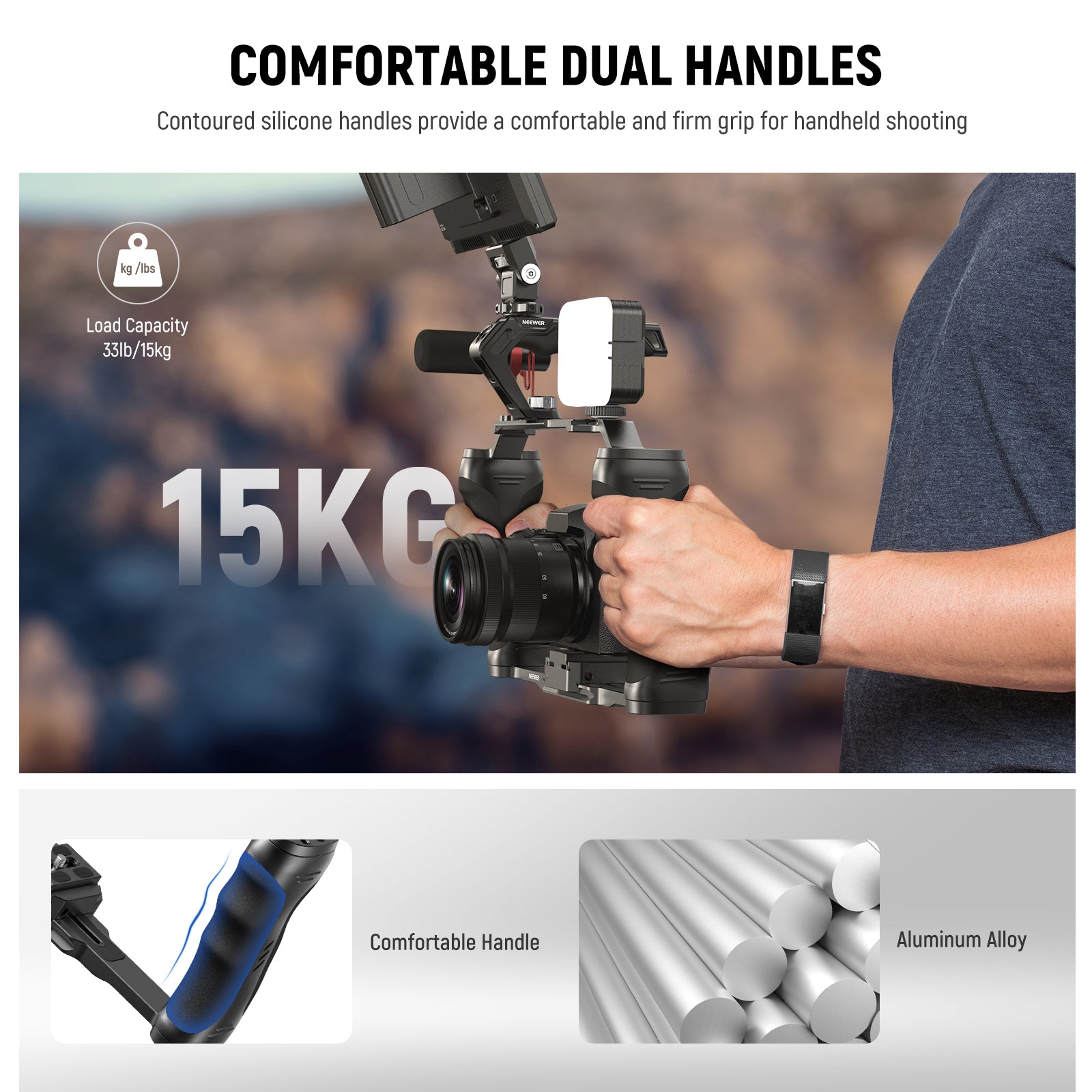 NEEWER CA077 Universal Video Camera Cage for DSLR Mirrorless Cameras - Professional Aluminum Alloy Stabilizer for Filmmaking Vlogging YouTube Content Creation