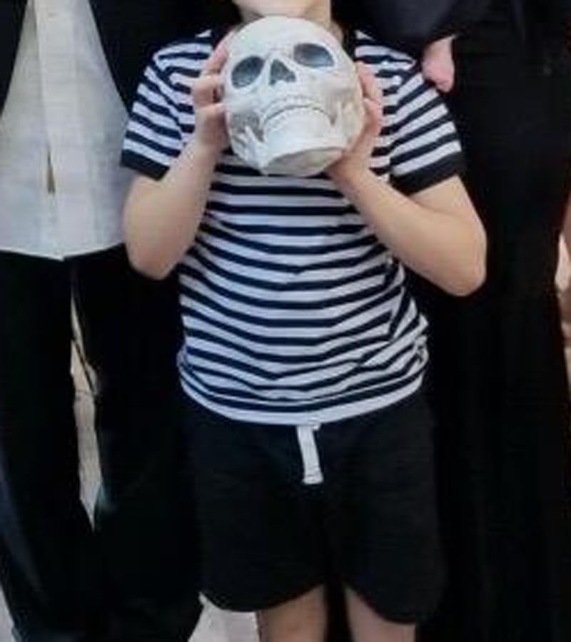 Ezsskj Boys' Pugsley Addams Halloween Costume Shirt - Black & White Striped Mime T-Shirt for Bank Robber Cosplay | Kids' Themed Party Outfit & Dress-Up Play