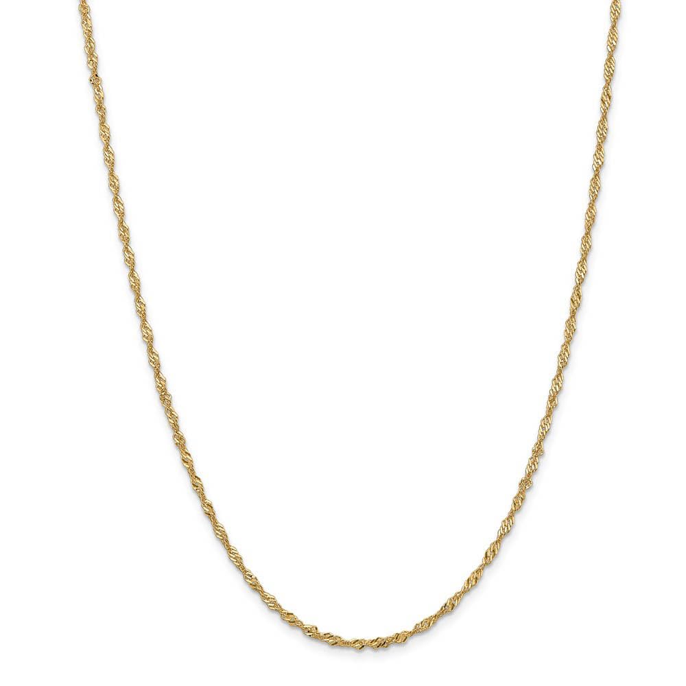 The Black Bow 1.9mm 14k Yellow Gold Diamond Cut Singapore Chain Necklace - Perfect for Everyday Elegance and Special Occasions