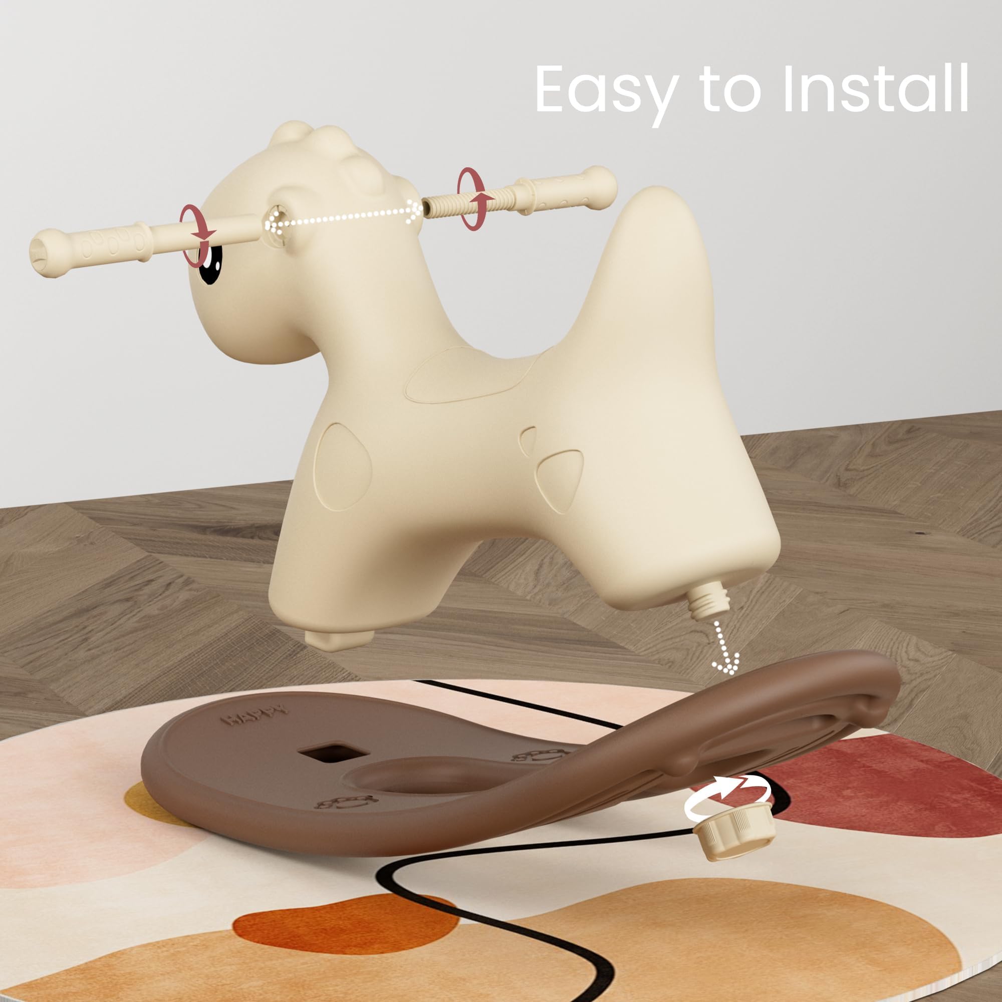 Hoopyosms Kids Plastic Rocking Horse - Toddler Ride-On Toy for Ages 1-3 | Safe & Fun Indoor/Outdoor Rocking Toy for Boys & Girls | Perfect for Playrooms, Backyards & Preschool Activities