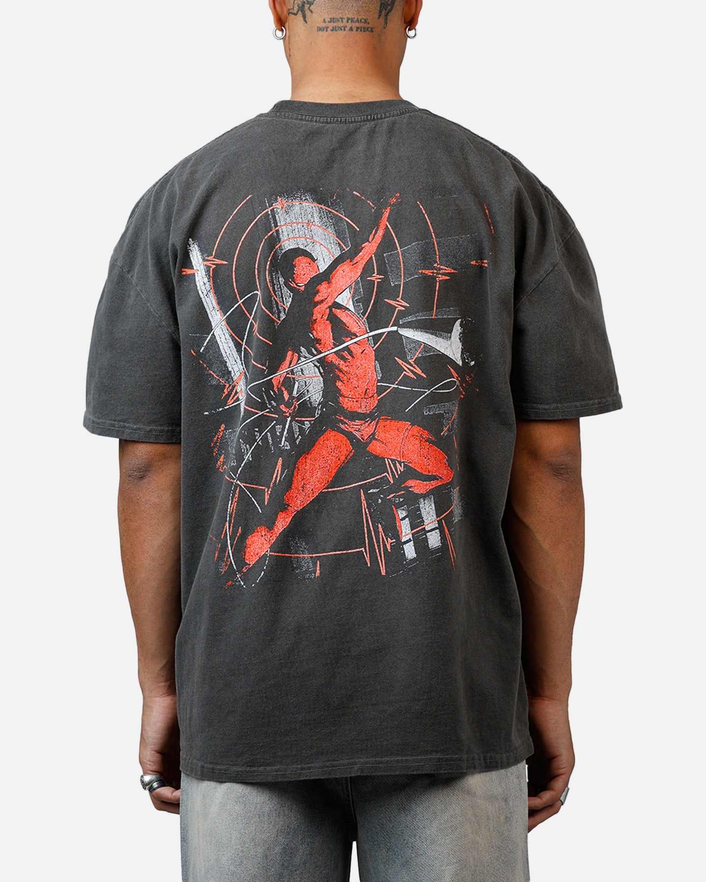 Marvel Daredevil Graphic T-Shirt for Men - Heavyweight Cotton, Black Wash - Perfect for Comic Con, Cosplay & Casual Wear