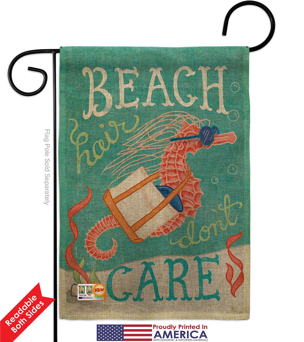 Seahorse Beach Flag Set - Coastal Decor for Garden & Yard - Double-Sided