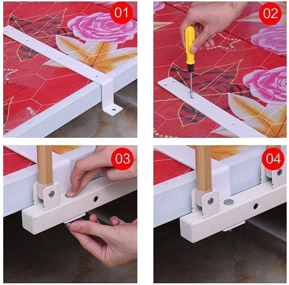 Elderly Bed Rails Assist Handle - Folding Safety Bed Rail for Adults - Non-Slip Metal Frame with Wood Grain Finish (103x40cm, Yellow) - Ideal for Home Care, Hospital Use & Fall Prevention