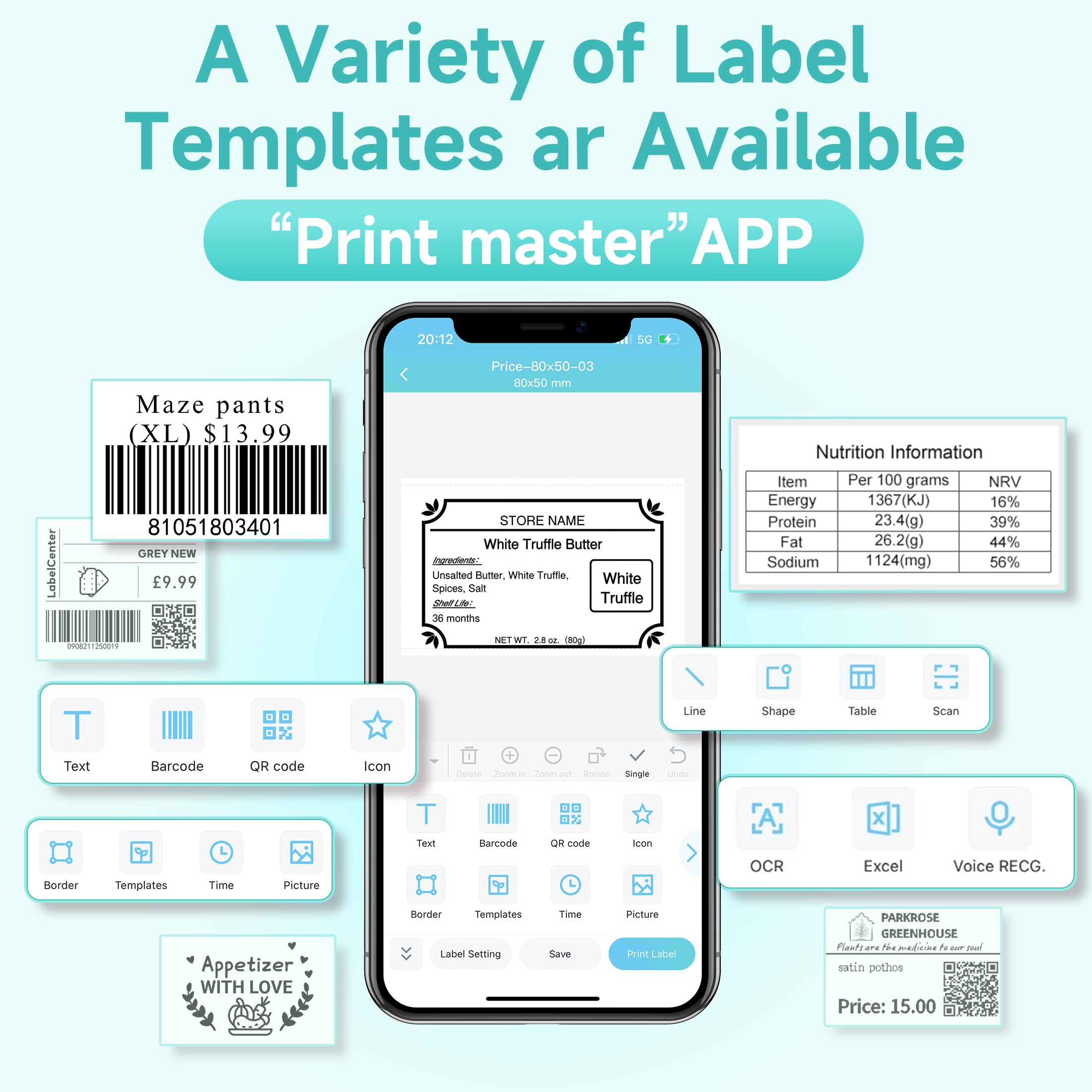 M220 Bluetooth Label Maker - Portable Thermal Sticker Printer for Small Business & Home Use | Compatible with Smartphone & PC | Prints 0.78-3.14 Inch Labels (Green) | Perfect for Organizing, Shipping & Craft Projects
