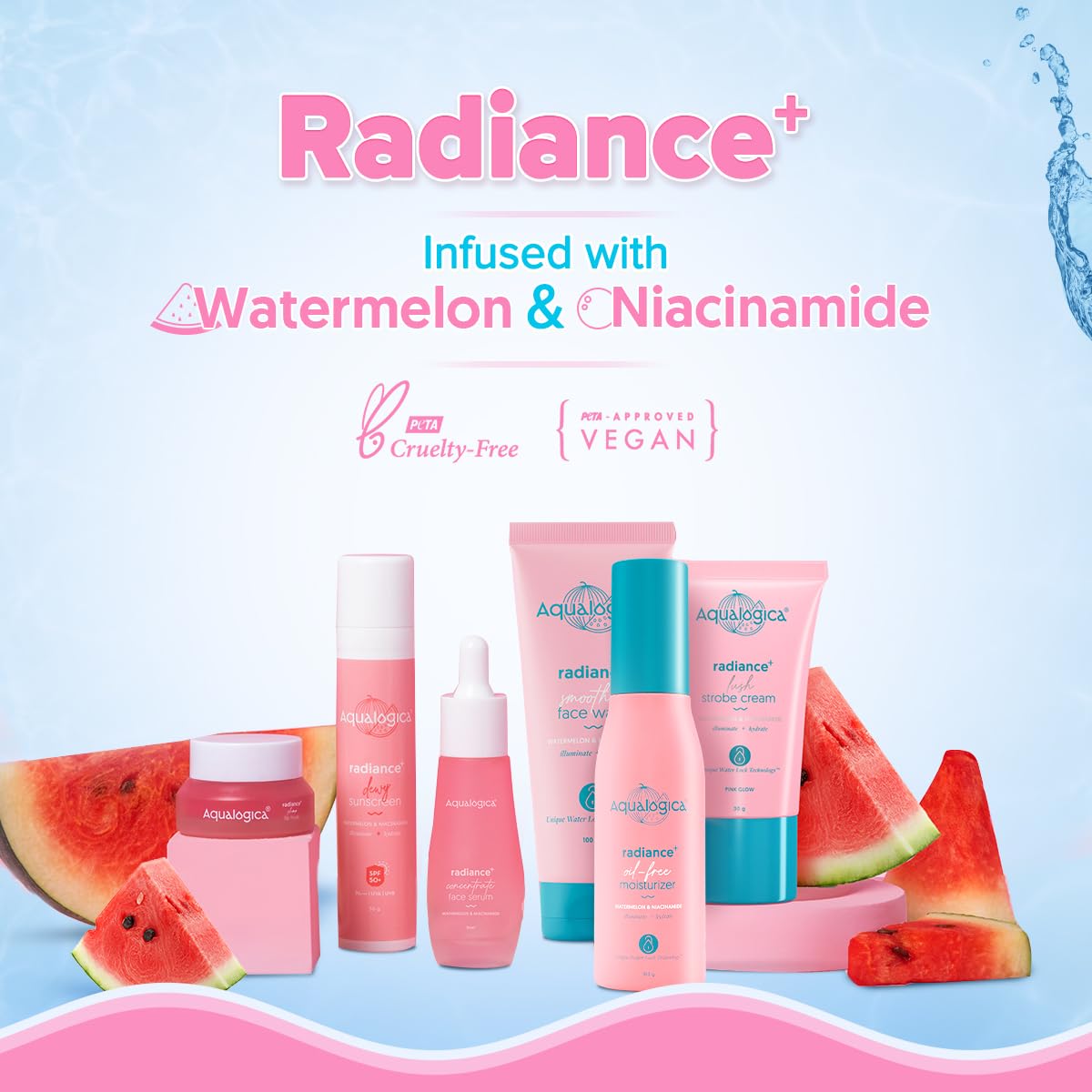 Aqualogica Radiance+ Oil-Free Moisturizer with Watermelon & Niacinamide - 100g | Hydrating Face Cream for Combination Skin | Deeply Nourishes & Brightens Skin for Men & Women | Perfect for Daily Skincare Routine & Glowing Complexion
