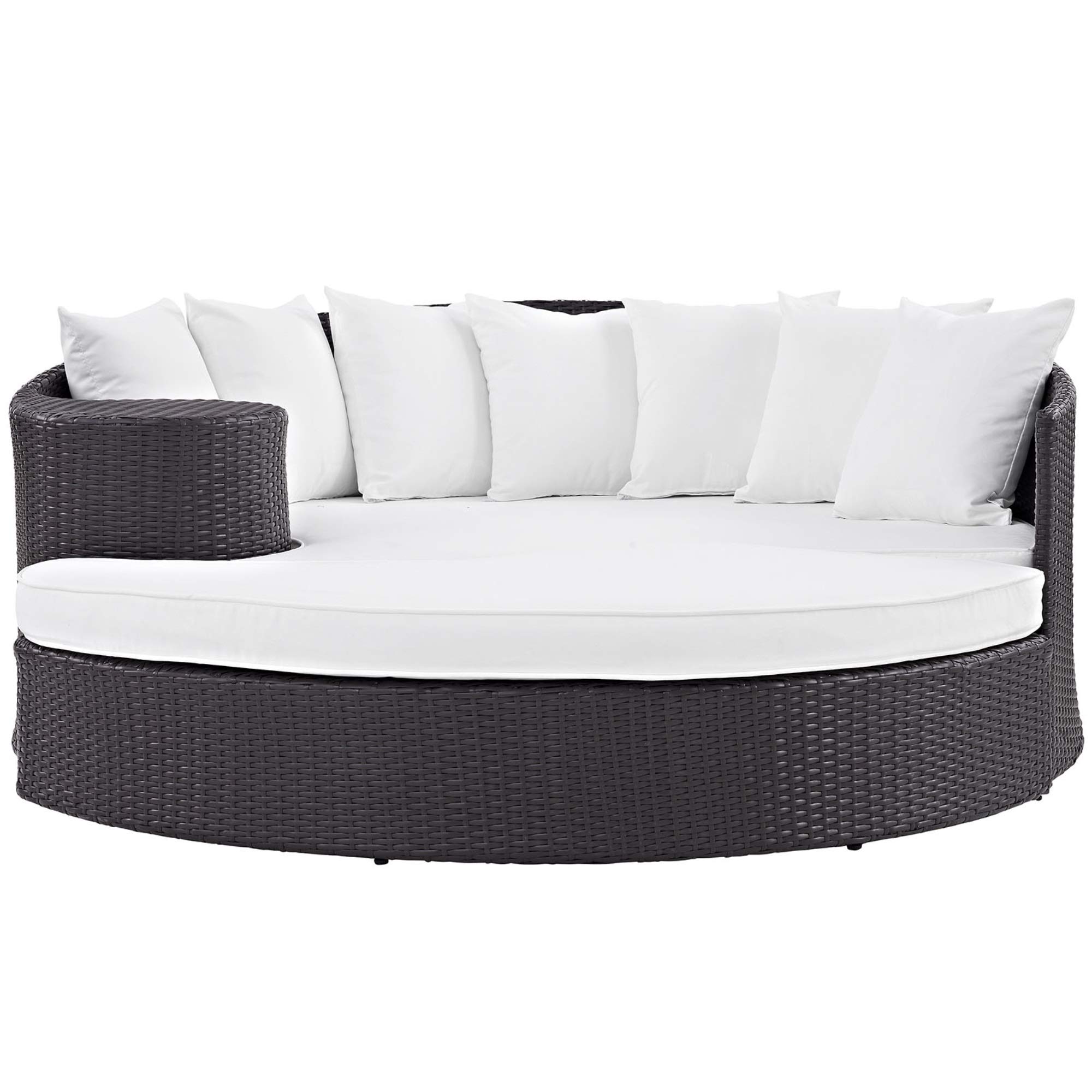 Ergode Convene Outdoor Sectional Sofa - Adjustable Patio Lounge Daybed with Ottoman, All-Weather Resistant Cushions, Espresso White - Perfect for Backyard, Poolside & Garden Relaxation