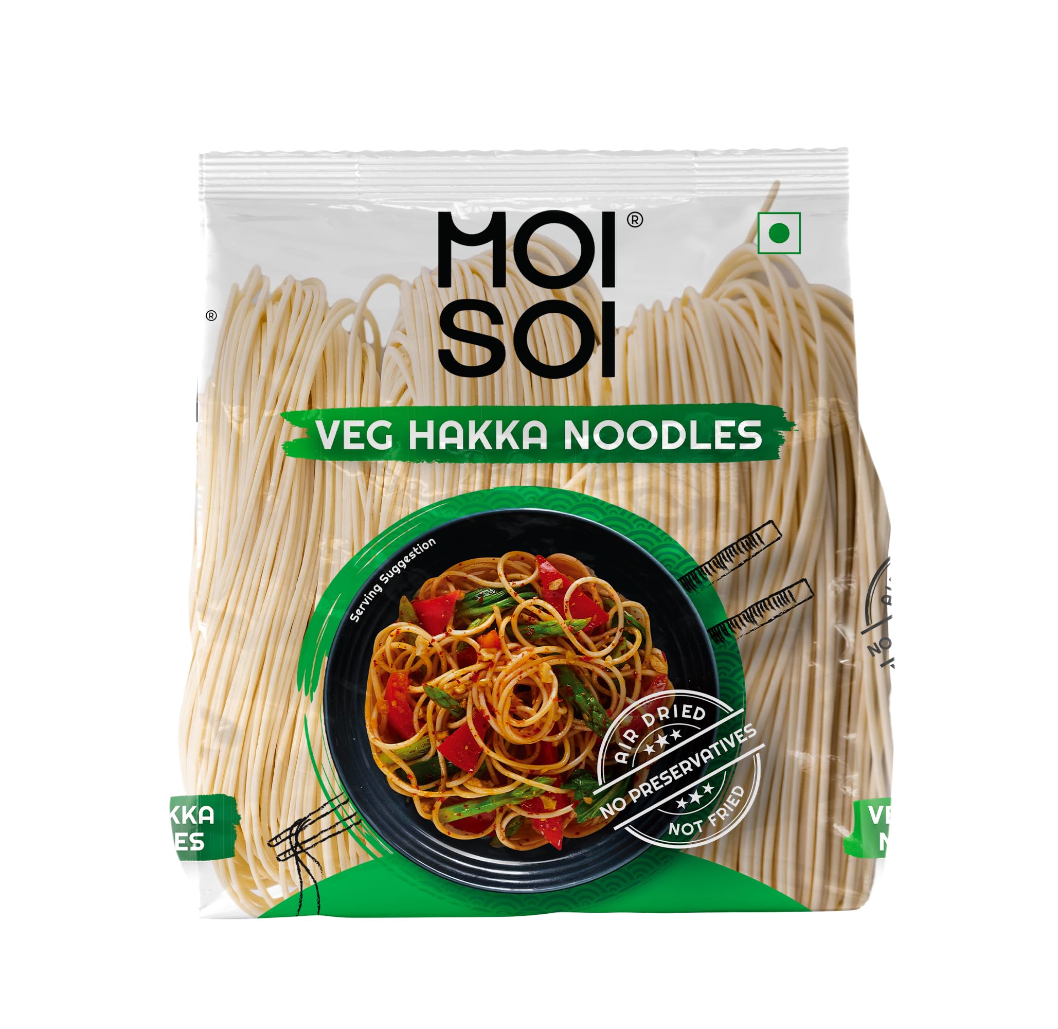 MOI SOI® Authentic Chinese Hakka Veg Noodles - 500g Pack | Vegan Asian Stir Fry Noodles | Perfect for Quick Meals, Home Cooking & Restaurant Style Dishes