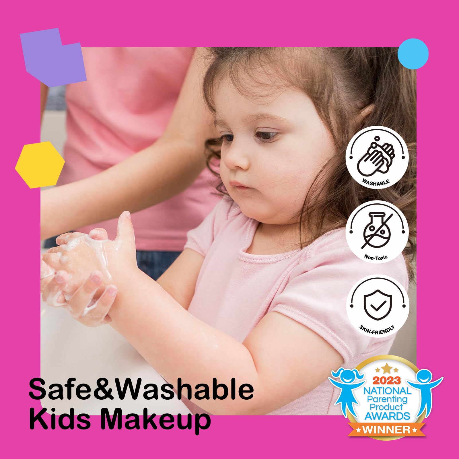 Tomons Washable Kids Makeup Kit - Birthday Gift for Girls 3-10 Years - Pretend Play & Dress Up