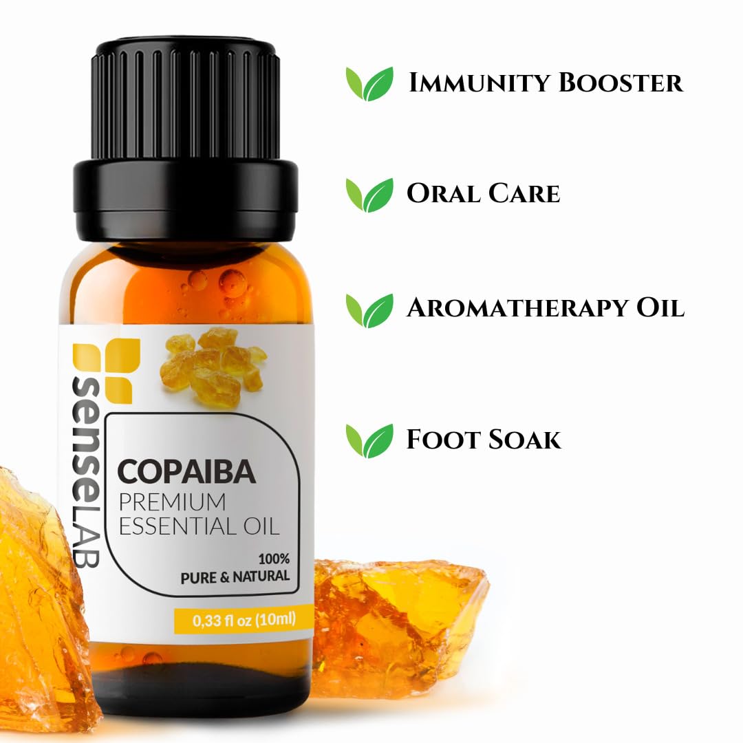 **SenseLAB Copaiba Essential Oil - 100% Pure Therapeutic Grade for Aromatherapy, Skin Care, Massage & Fragrance Mixing - 10ml - Perfect for Diffusers, Relaxation & DIY Beauty**