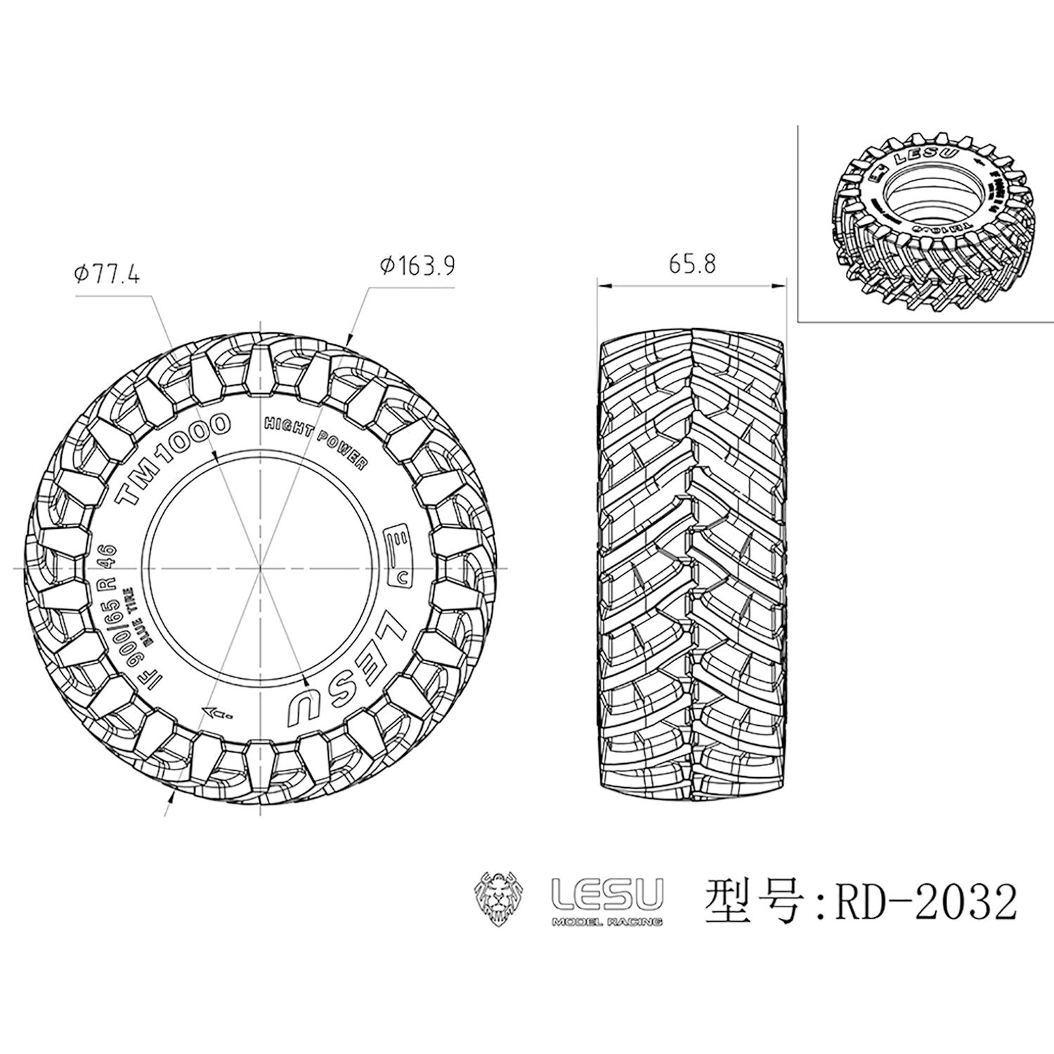 1 Pair Front/Rear Wheel Rubber Tire with Metal Hub for LESU 1/14 RC Hydraulic Tractor AOUE 1050 - Agricultural Vehicle DIY Replacement Parts for RC Model Cars & Farm Toy Collection