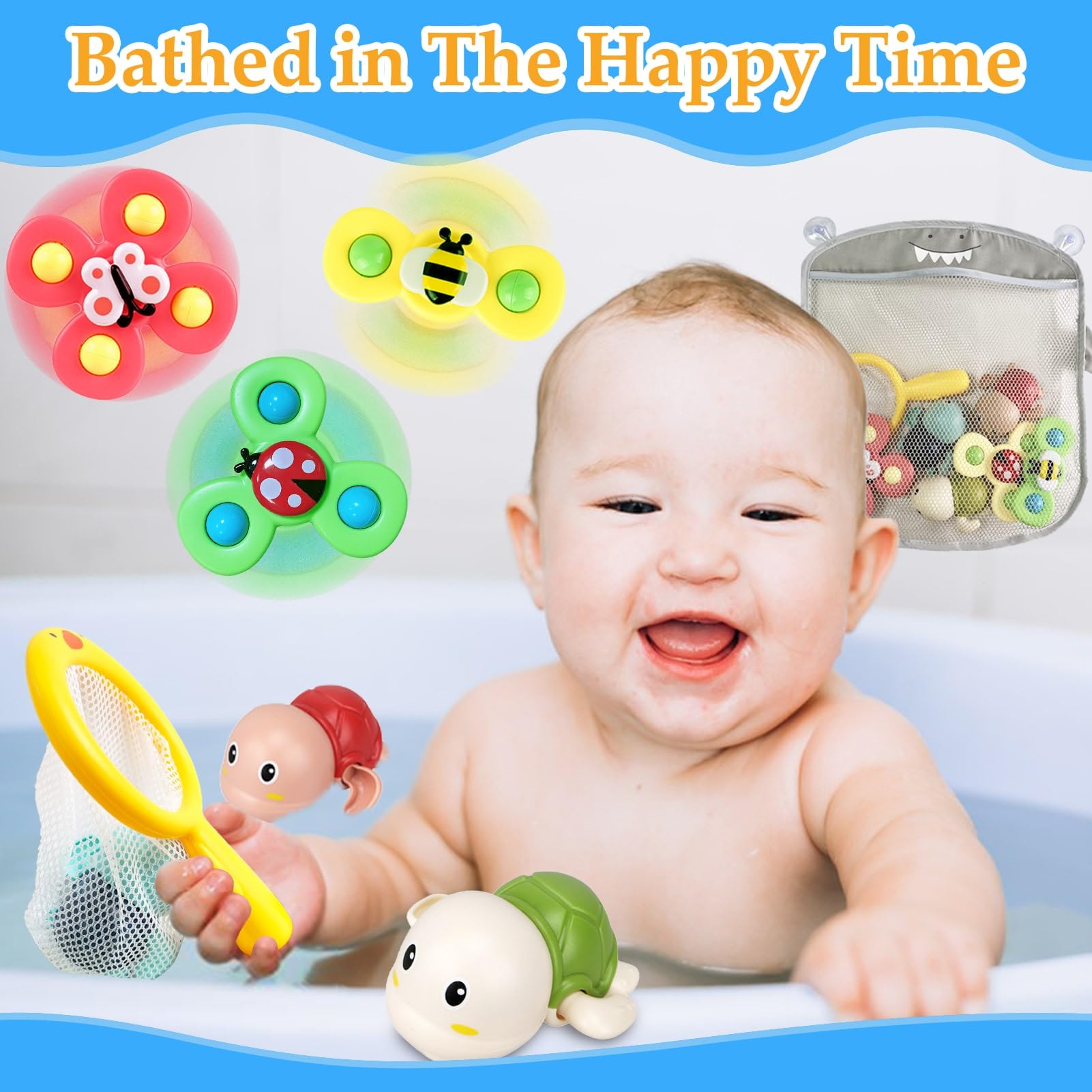 **Best Bath Toys for Kids Ages 1-3 | Non-Toxic Bathtub Toys for Babies 6-18 Months | Suction Cup Fidget Spinner Toys for Toddlers 2-4 Years | Fun Baby Shower & Pool Water Play Gifts for Boys & Girls | Perfect Birthday & Holiday Present**    *(Use for bathtime fun, sensory play, pool parties, and early learning development!)*
