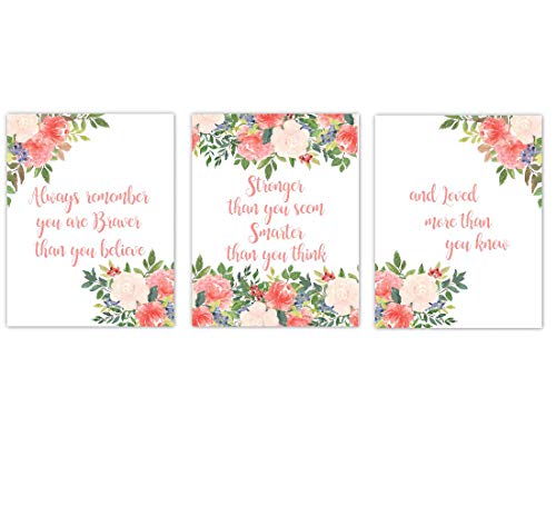 Watercolor Floral Prints for Baby Girl Nursery - 3 Unframed Wall Art Decor | Perfect for Bedroom, Playroom & Baby Shower Gifts