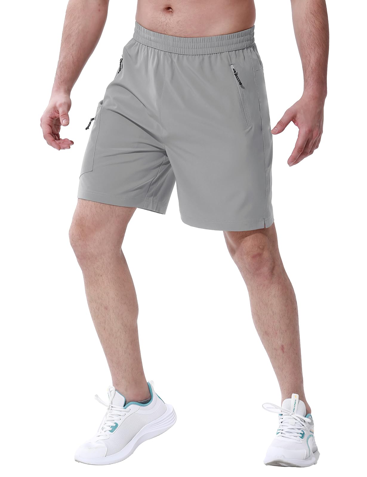 BGOWATU Men's Athletic Hiking Shorts - Stretch Quick Dry Gym Shorts with Zipper Pockets for Outdoor Sports, Fishing & Travel - Perfect for Hiking, Camping and Workout