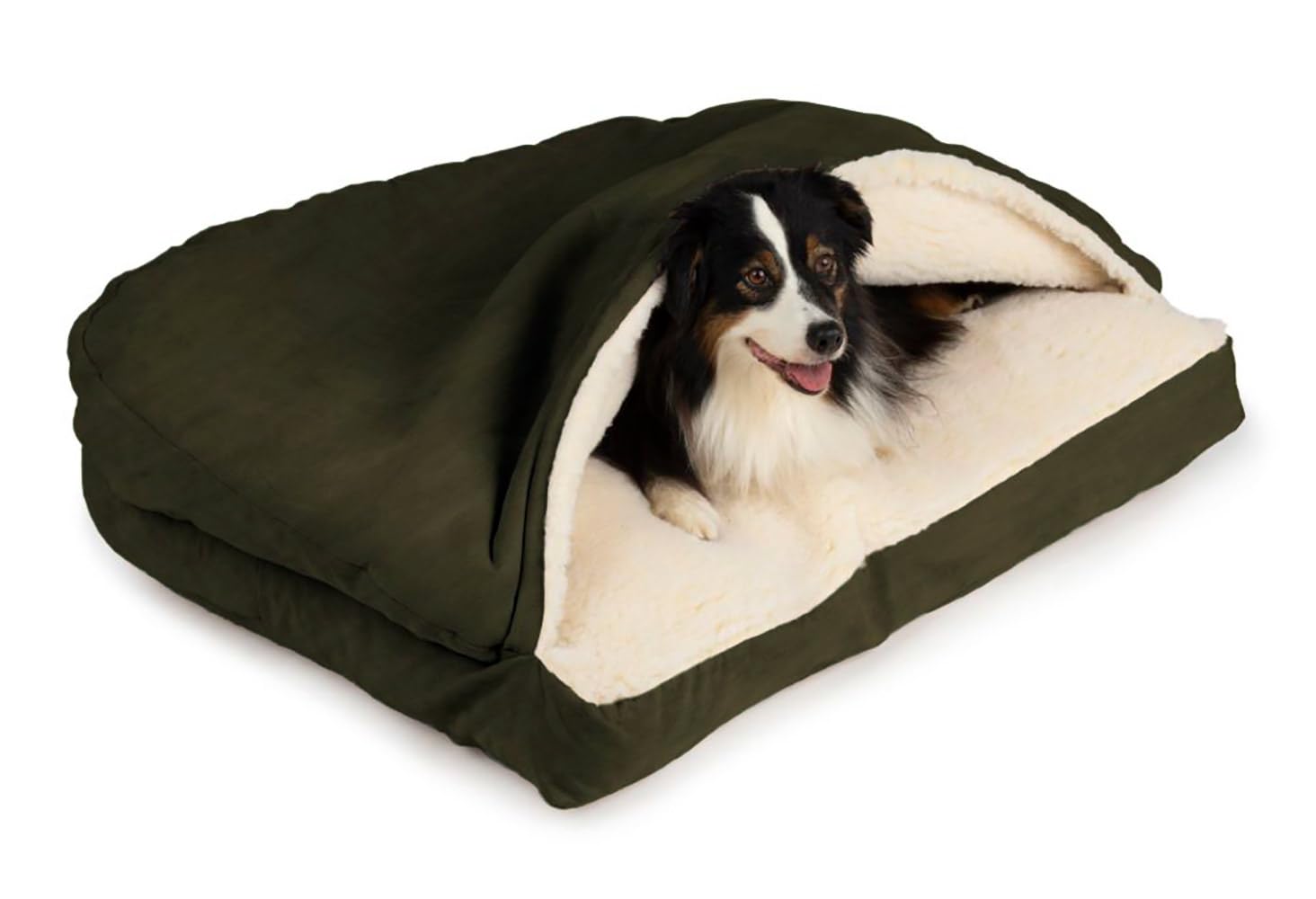 Snoozer Cozy Cave Dog Bed - Small Rectangle Pet Bed for Dogs & Cats, Olive Green - Perfect for Indoor & Outdoor Use, Travel, and Crate Comfort