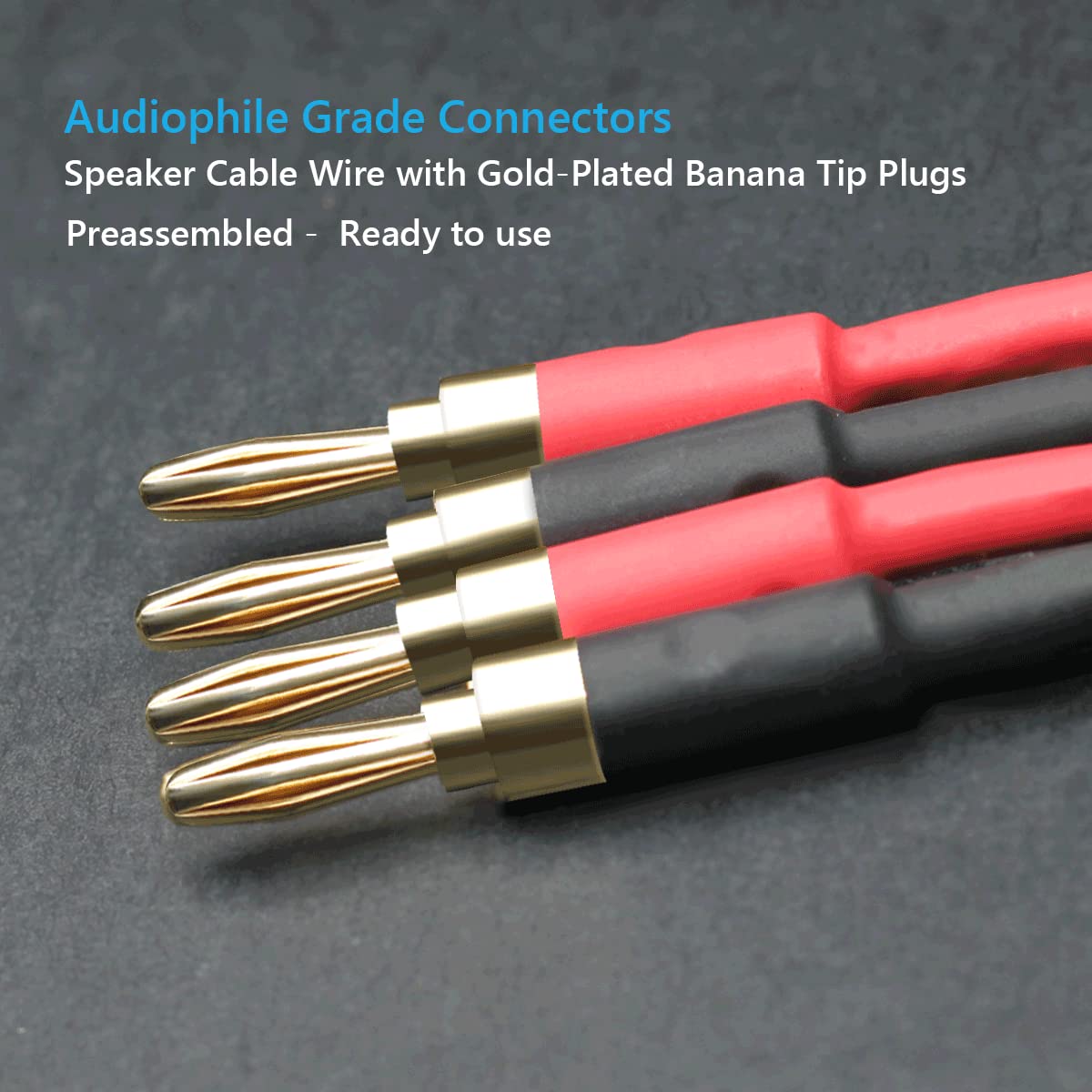WOWLED 2 Pack 4m 13AWG High-End Speaker Wire with Gold-Plated Banana Plugs - Premium Audiophile Grade HiFi Cable for Home Theater, Stereo Systems & Professional Audio (4m/13.12FT) - Perfect for Surround Sound, Studio Monitors & Speaker Connections
