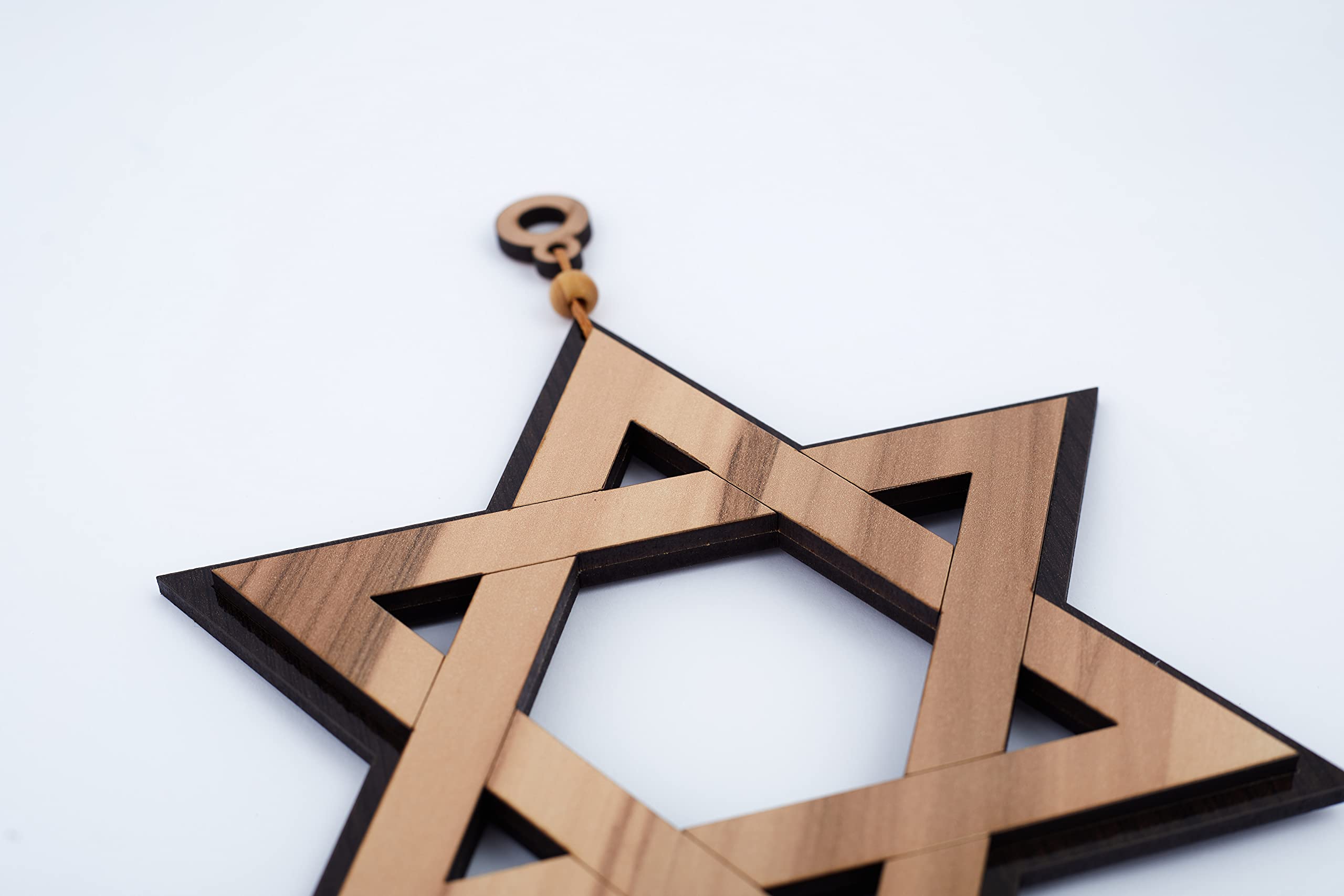 8 Inch Star of David Wooden Ornament - Handcrafted Magen David from Israel - Perfect for Hanukkah, Christmas Tree Decor & Jewish Home Décor