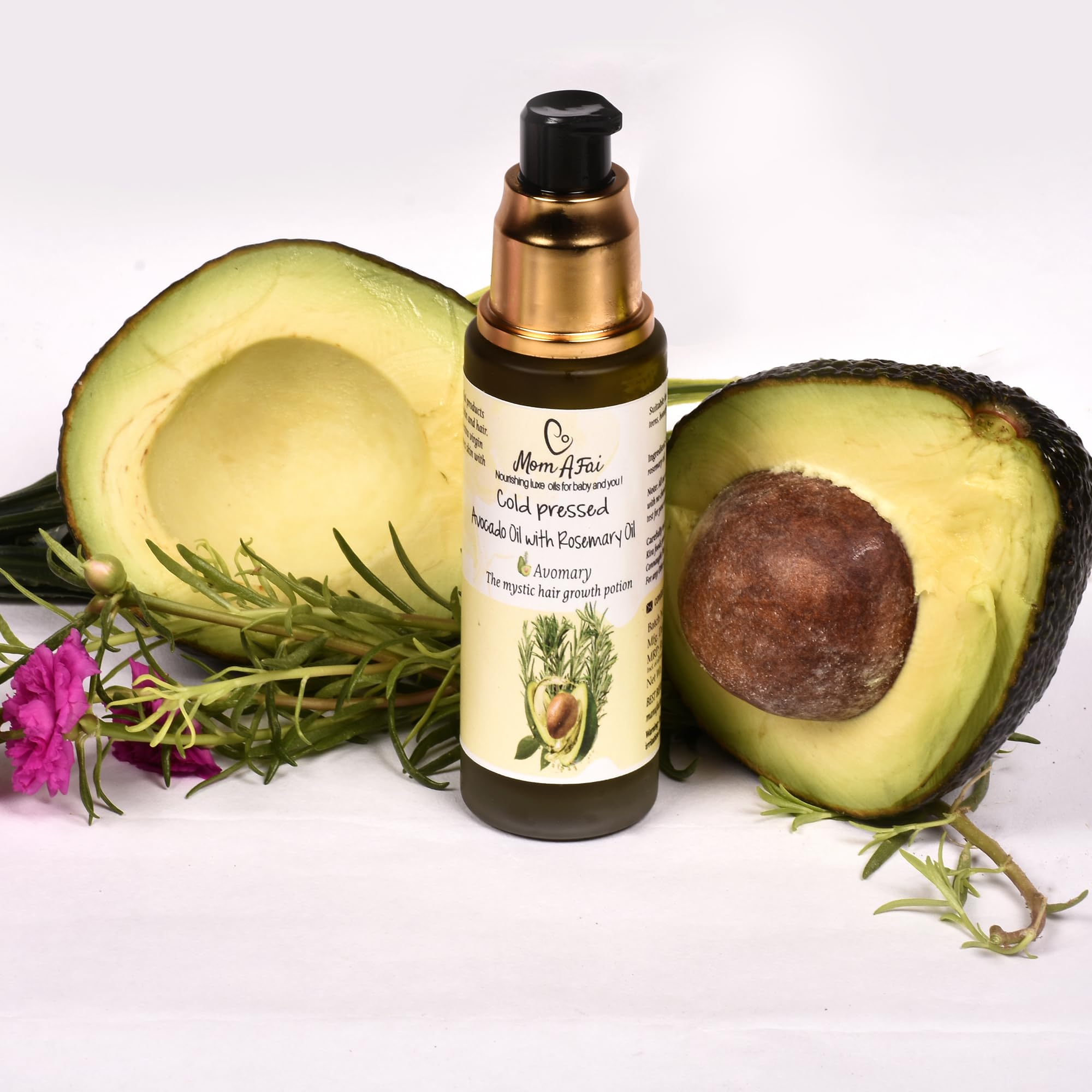 Cold Pressed Avocado Oil with Rosemary Oil for Hair Growth & Hair Fall Control - Natural Hair Nourishment & Moisturizer for Hair, Skin & Body (50ml) | Perfect for Daily Hair Care, Scalp Massage & DIY Beauty Treatments