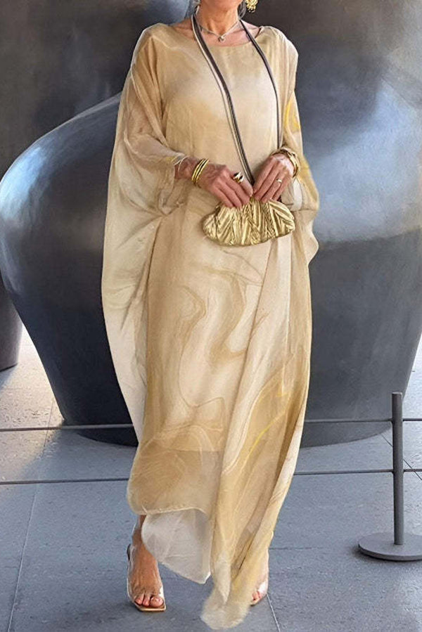 Stylish Printed Crew Neck Loose Maxi Dress for Women - Resort Wear, Beach Vacation & Summer Outfits