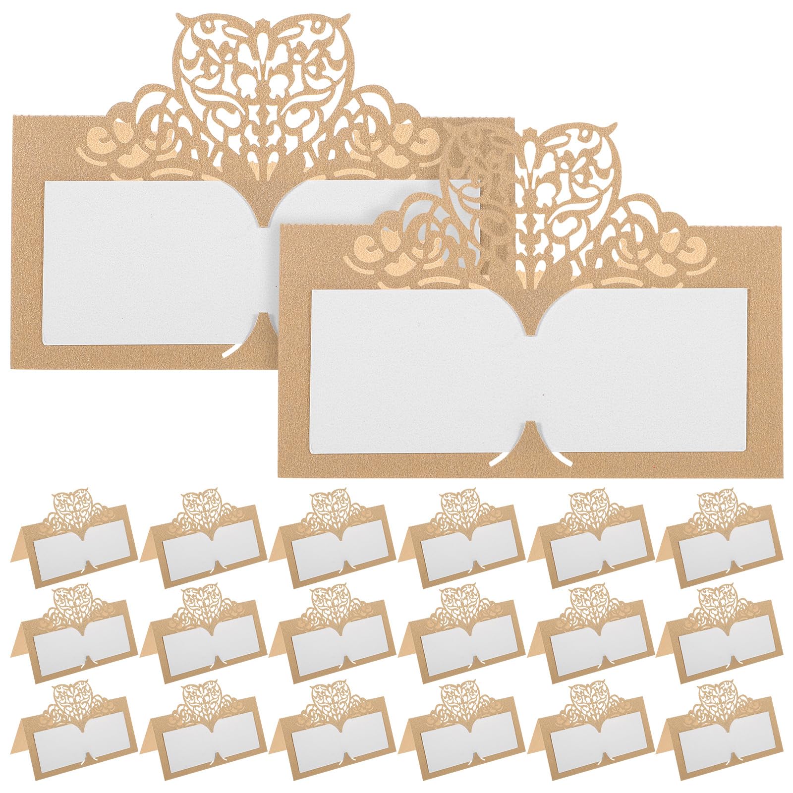 50pcs Hollow Heart Iridescent Place Cards - Elegant Blank Table Name Cards for Weddings, Banquets & Dinner Parties | Perfect for Wedding Seating, Anniversary Celebrations & Formal Events (Golden)