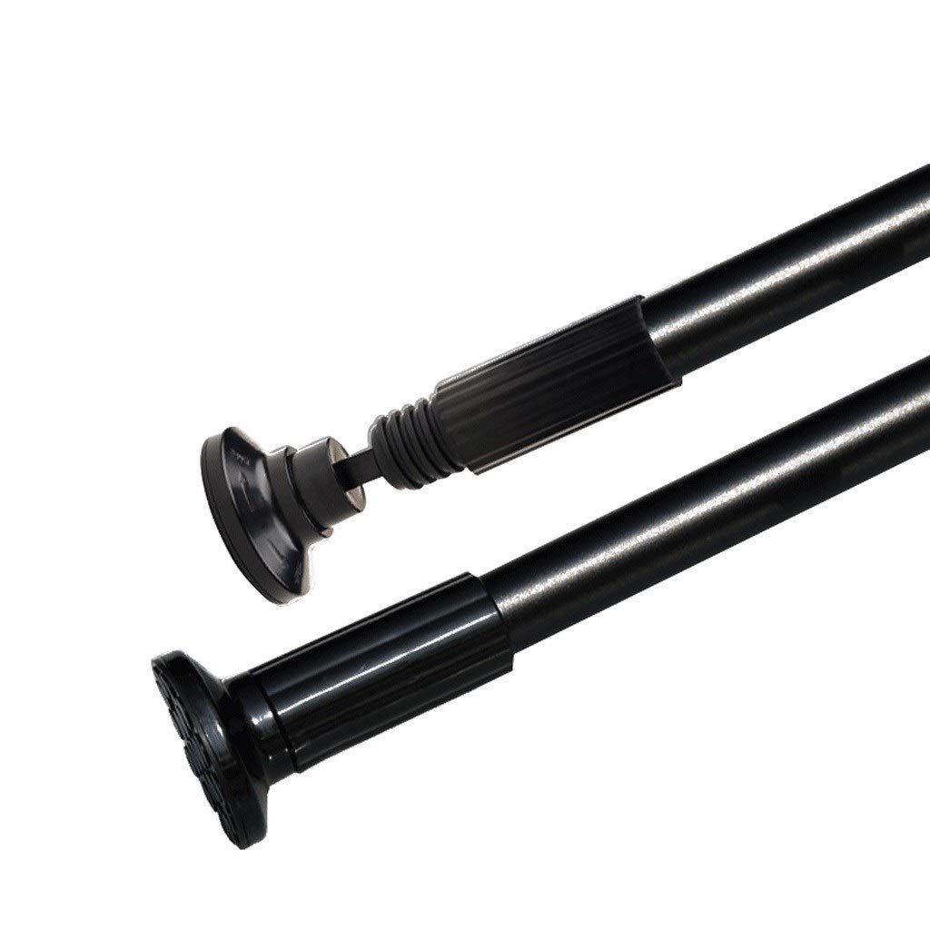 Stainless Steel Tension Shower Curtain Rod - Extendable 3-Point Installation with Holes & Reinforcement Screws for Bathroom, Closet, and Modern Shower - Black 304 Stainless Steel | Perfect for Small Spaces, Apartments, and Rental Homes