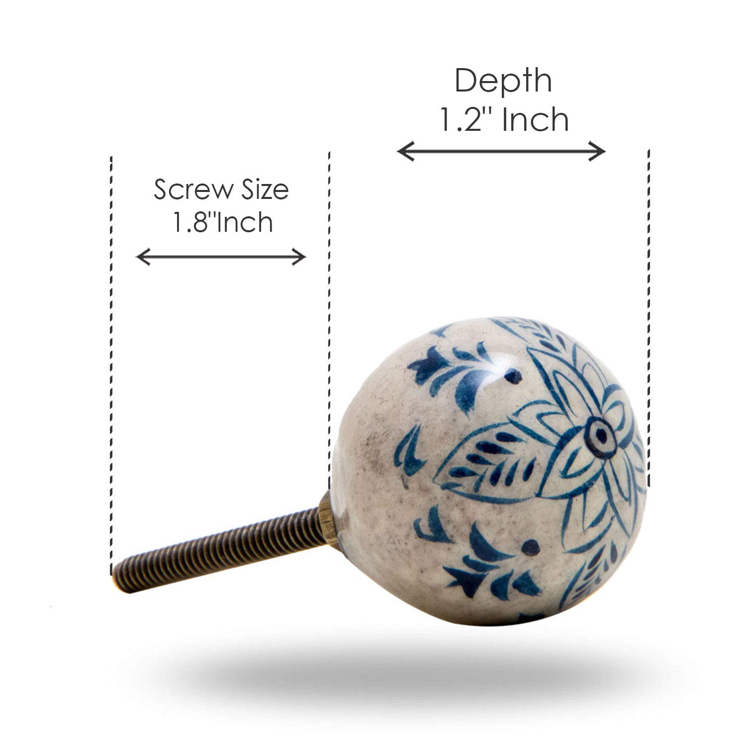 TRINCA-FERRO Set of 6 Modern Ceramic Door Knobs - Interior/Exterior Cabinet & Drawer Pulls for Kitchen, Bedroom, Bathroom - Light Blue (Dhami) | Upgrade Your Home Decor with Stylish Hardware for Cabinets, Dressers & Furniture