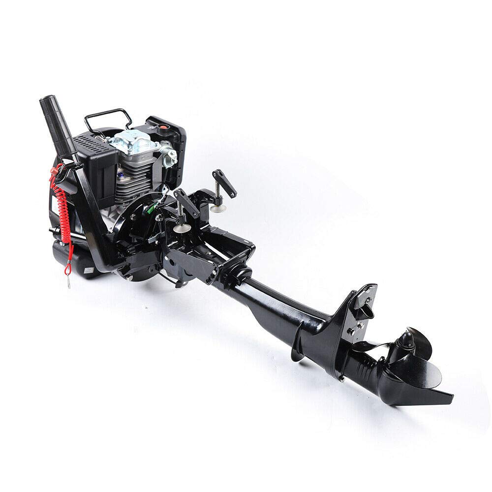 140CC 6HP 4-Stroke Outboard Boat Motor - Gasoline Marine Engine with Air Cooling System for Inflatable Fishing Boats, Kayaks & Yachts - Perfect for Fishing, Cruising & Water Sports