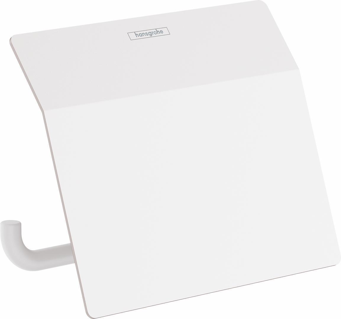 Hansgrohe AddStoris Toilet Paper Holder in Matte White (41753700) - Modern Bathroom Tissue Roll Stand for Home & Office Use
