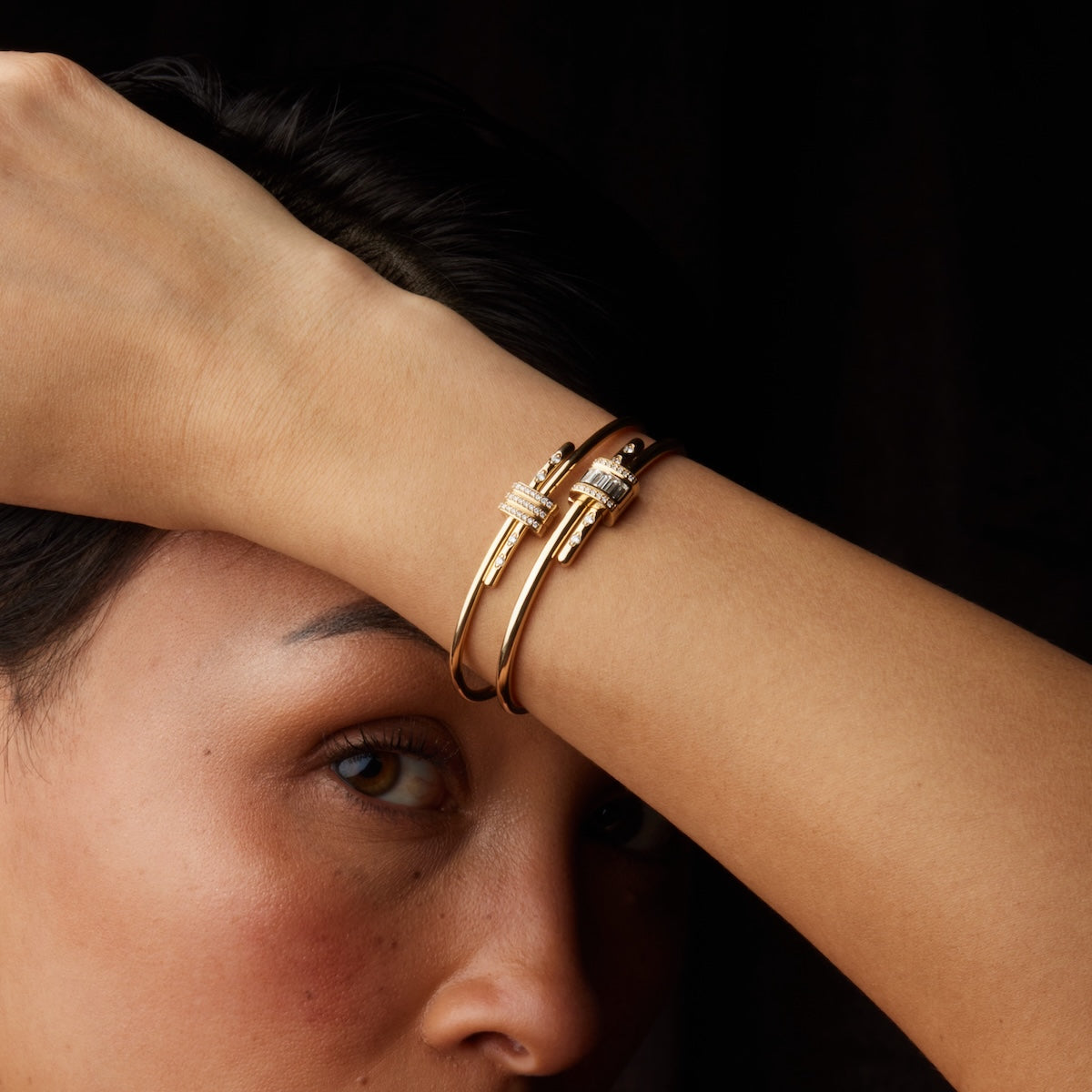 Vaulted Diamond Latch Bracelet - Elegant 14K Gold Tennis Bracelet for Women, Perfect for Weddings, Anniversaries & Special Occasions