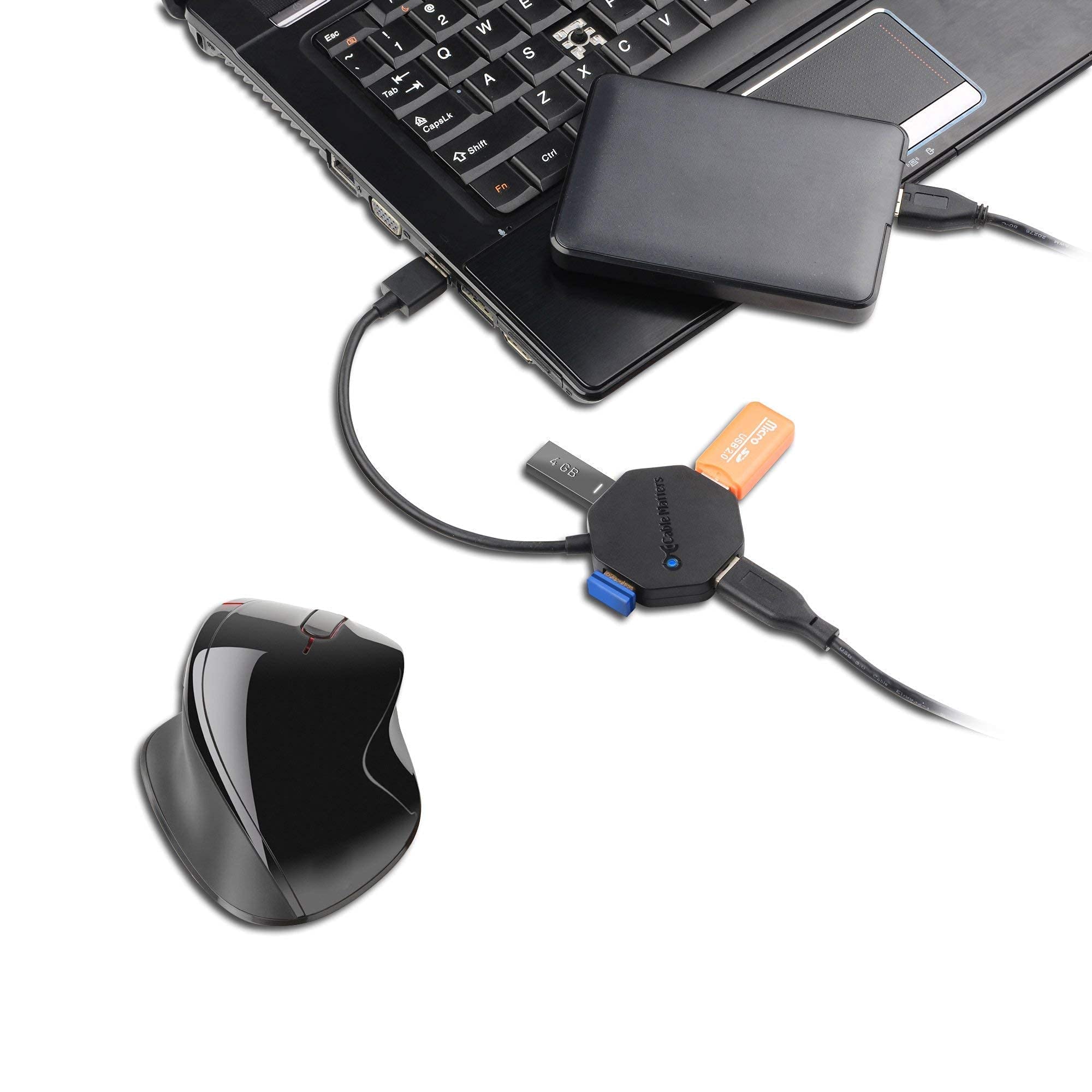 Cable Matters USB 3.0 to DisplayPort Adapter 4K - Ultra Mini USB Hub with 4 Ports for Windows PC, Laptop, Monitor - Perfect for Home Office, Gaming & Multi-Screen Setup | Ideal for Video Editing, Remote Work & Dual Monitor Productivity