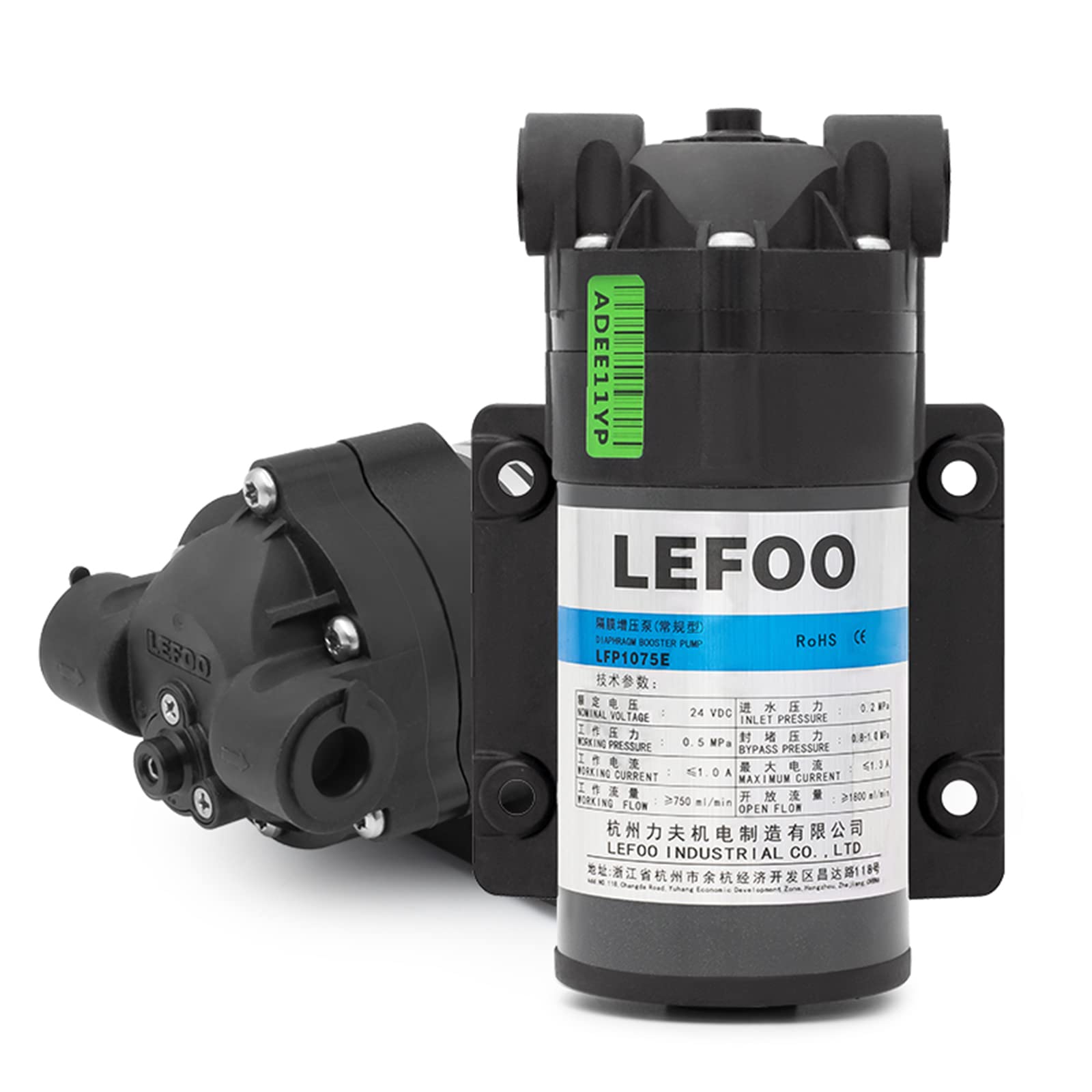 LEFOO 24V DC Diaphragm Pressure Booster Water Pump - High Flow Transfer Pump for Home, Camping, RO System, Kitchen, Bathroom & Garden Hose | Perfect for RV, Off-Grid Living & Water Filtration Systems