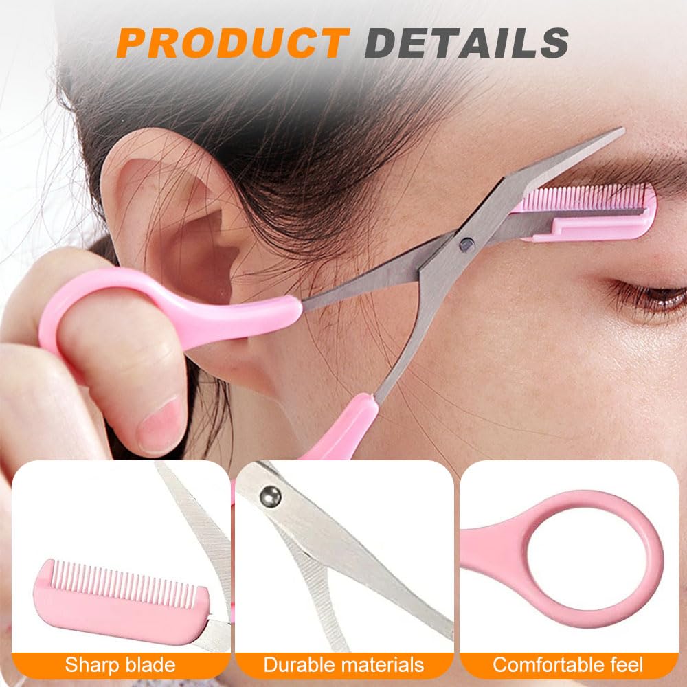 Professional Stainless Steel 2-in-1 Eyebrow Scissors with Comb - Precise Eyebrow Trimmer & Hair Removal Tool for Men & Women (Black) | Perfect for Home Grooming, Salon Use & Travel Makeup Kit