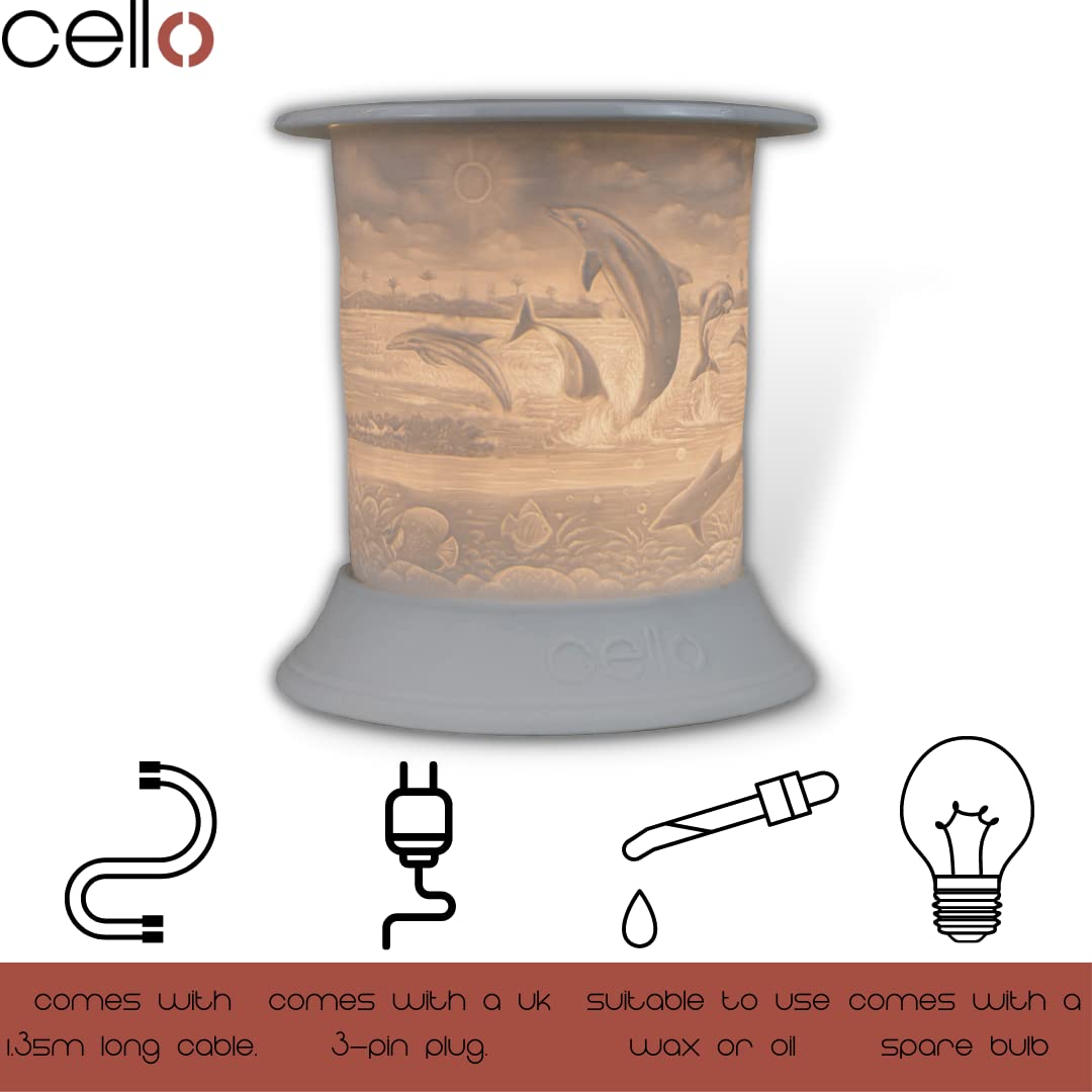 Electric Wax Warmer with Porcelain Dolphin Design - Aromatherapy Diffuser for Home, Office & Spa Relaxation