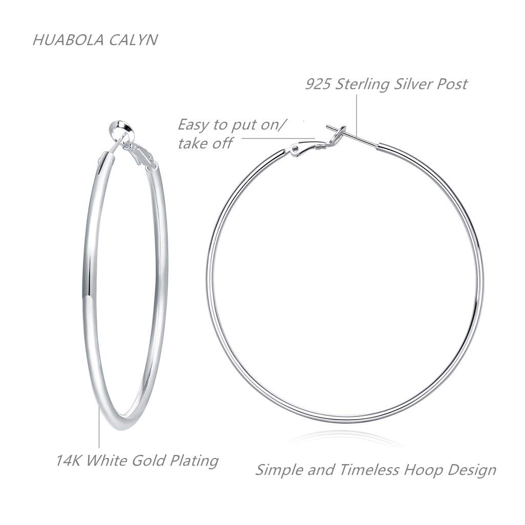 925 Sterling Silver Hoop Earrings for Women - Large Post Hoop Earrings Set, Hypoallergenic Dainty Jewelry Gift for Her | Perfect for Everyday Wear, Date Night & Special Occasions