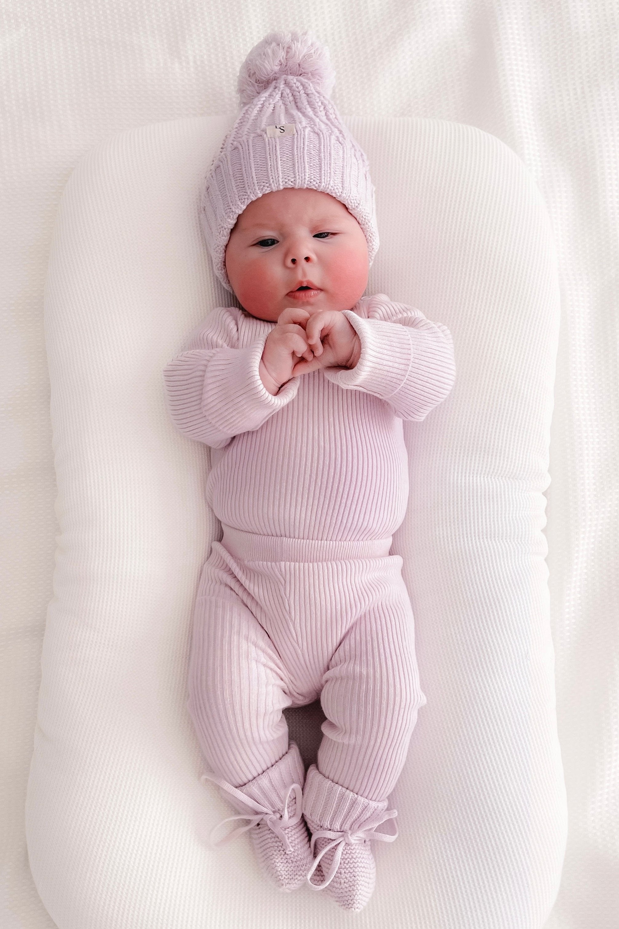 Lilac Blossom Knitted Bodysuit for Women - Soft Stretch Comfortable Tops for Casual Wear, Layering & Loungewear