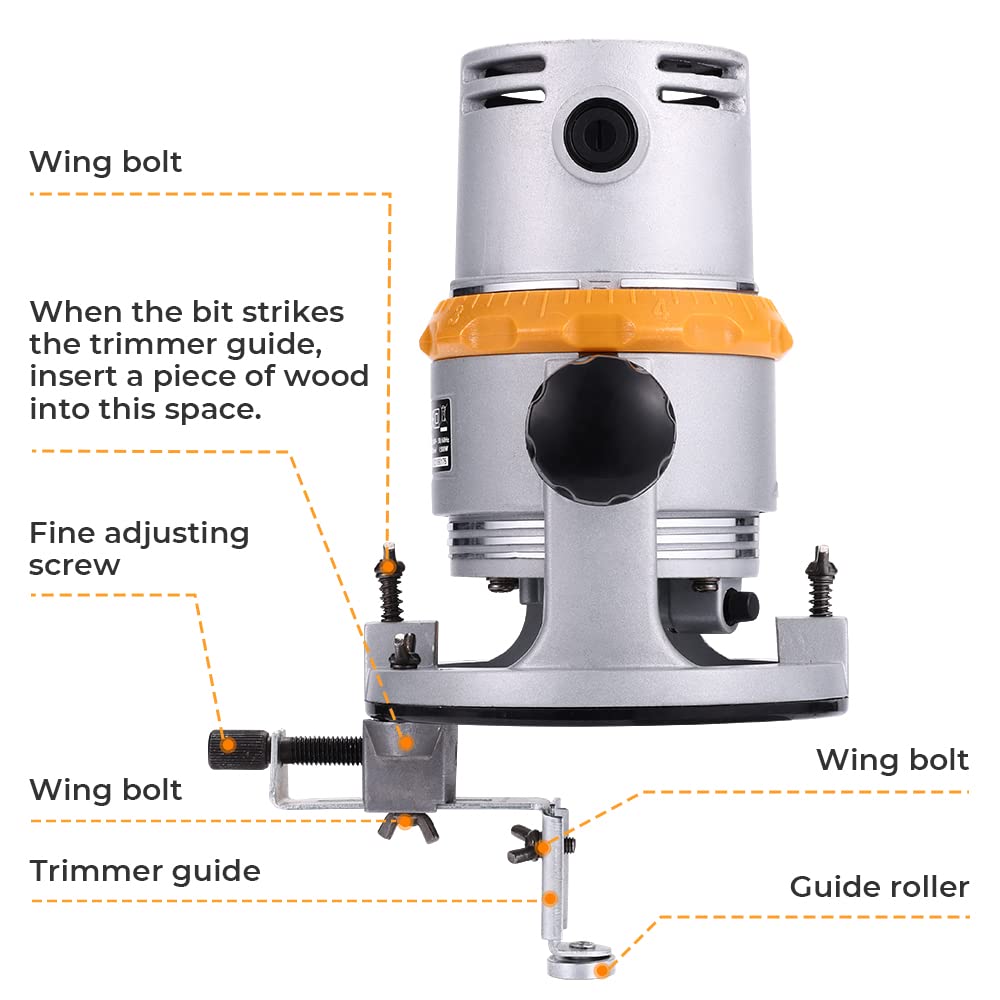Hoteche 12.5Amp Wood Router - Professional Fixed Base Routing Machine with 1/4