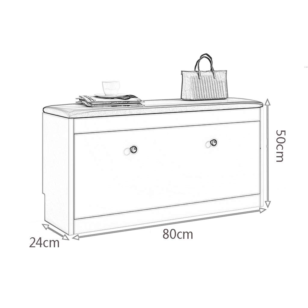 White Shoe Storage Bench with Flip-Drawer - Wooden Shoe Rack Cabinet with Seat Cushion - 80CM Entryway Shoe Organizer for Hallway, Bedroom & Closet - Perfect for Small Space Organization & Shoe Display