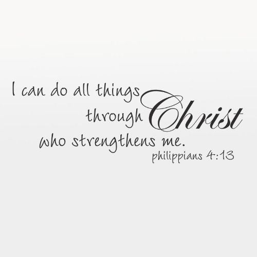 Vinyl Christian Wall Decal - Bible Verse Philippians 4:13 'I Can Do All Things Through Christ' - Religious Home Decor Sticker for Bedroom, Nursery & Office - White