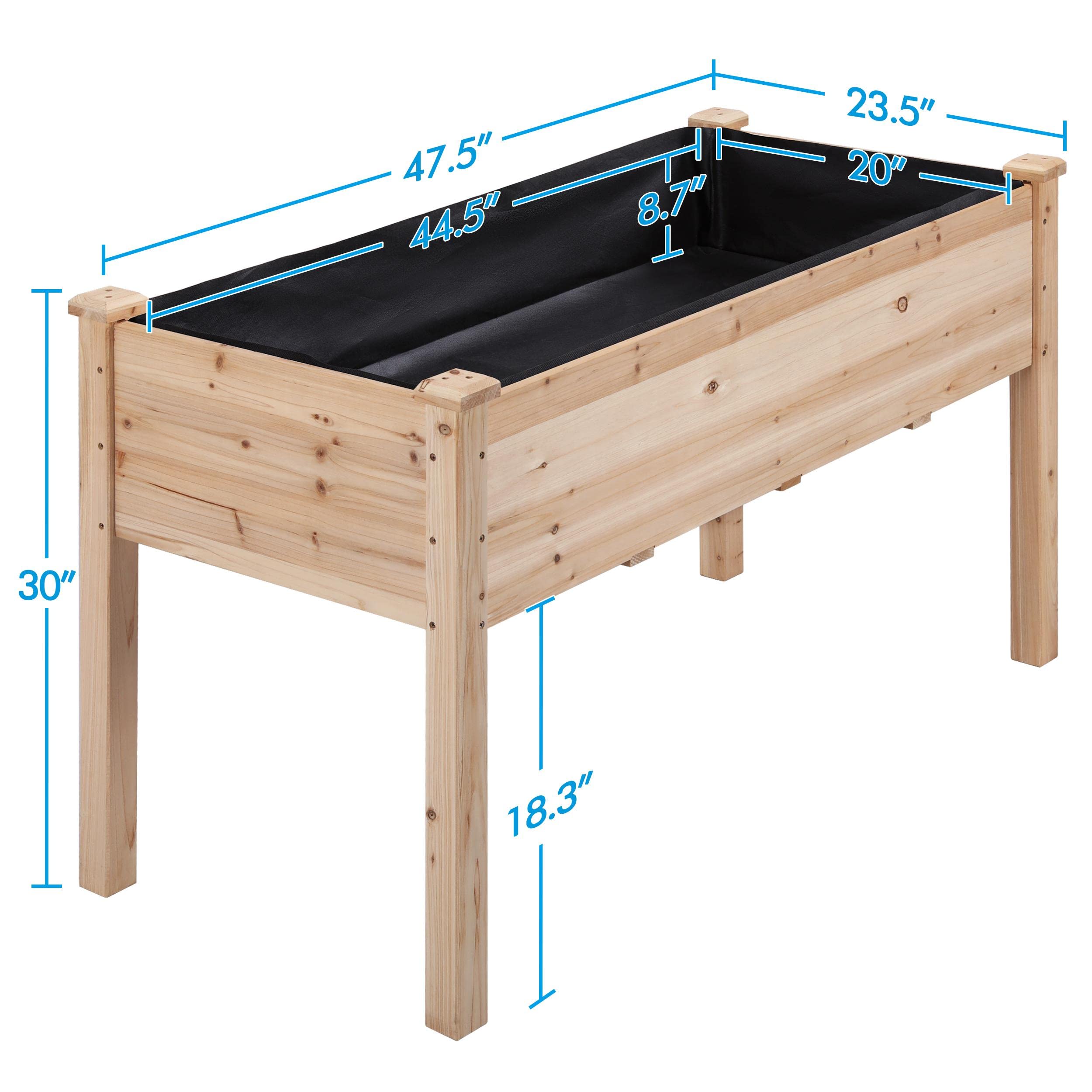Topeakmart 48 x 23 x 30 Inch Wooden Raised Garden Bed Planter Box with Legs - Elevated Outdoor Gardening Box for Flowers, Vegetables, Herbs, Tomatoes - Perfect for Backyard, Patio, Balcony Gardening (Set of 2)