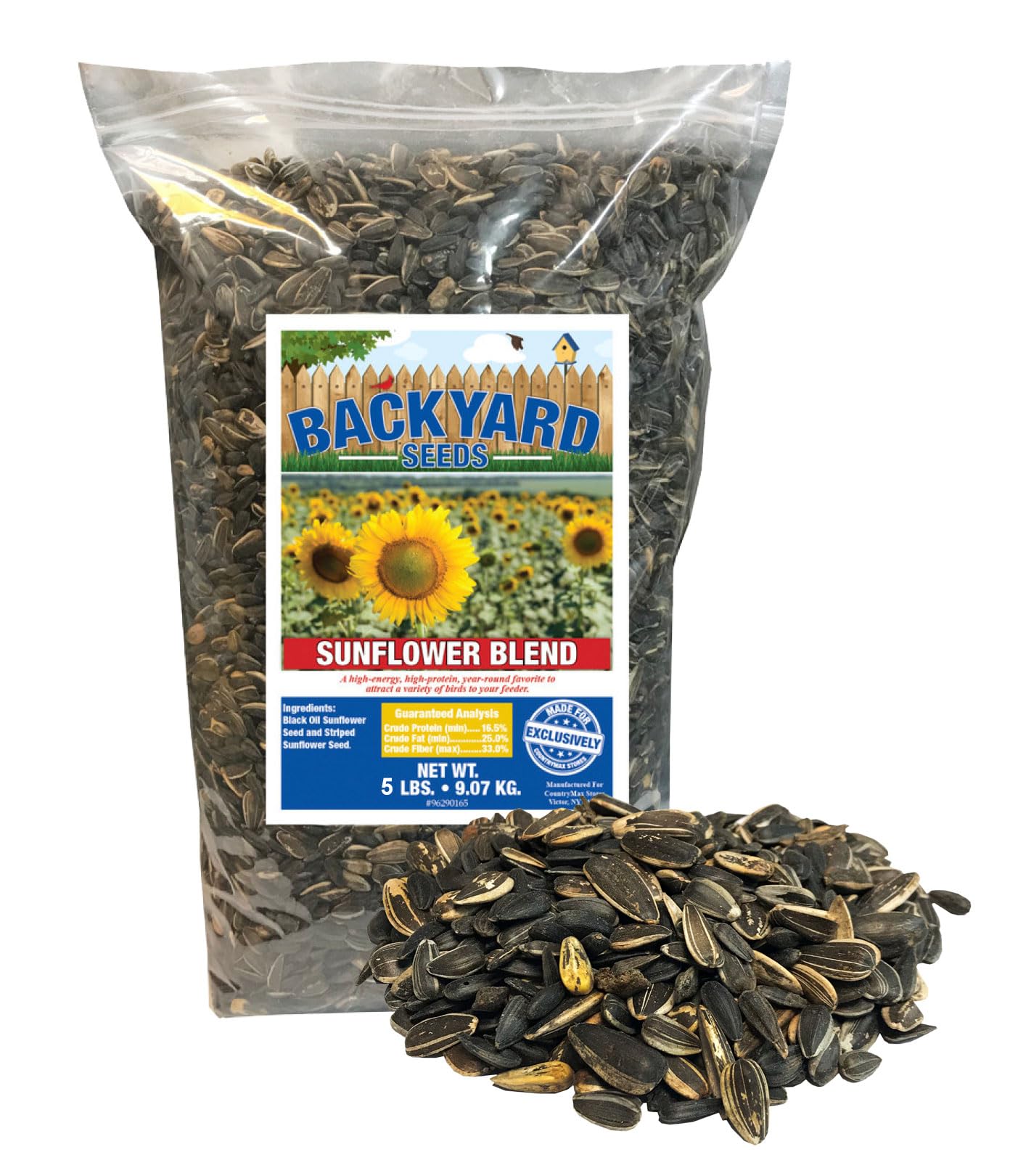 Premium Sunflower Seed Mix for Birds - Black Oil & Striped Sunflower Seeds (5 lb) - Attract Cardinals, Finches & Wild Birds - Perfect for Backyard Feeders & Bird Watching