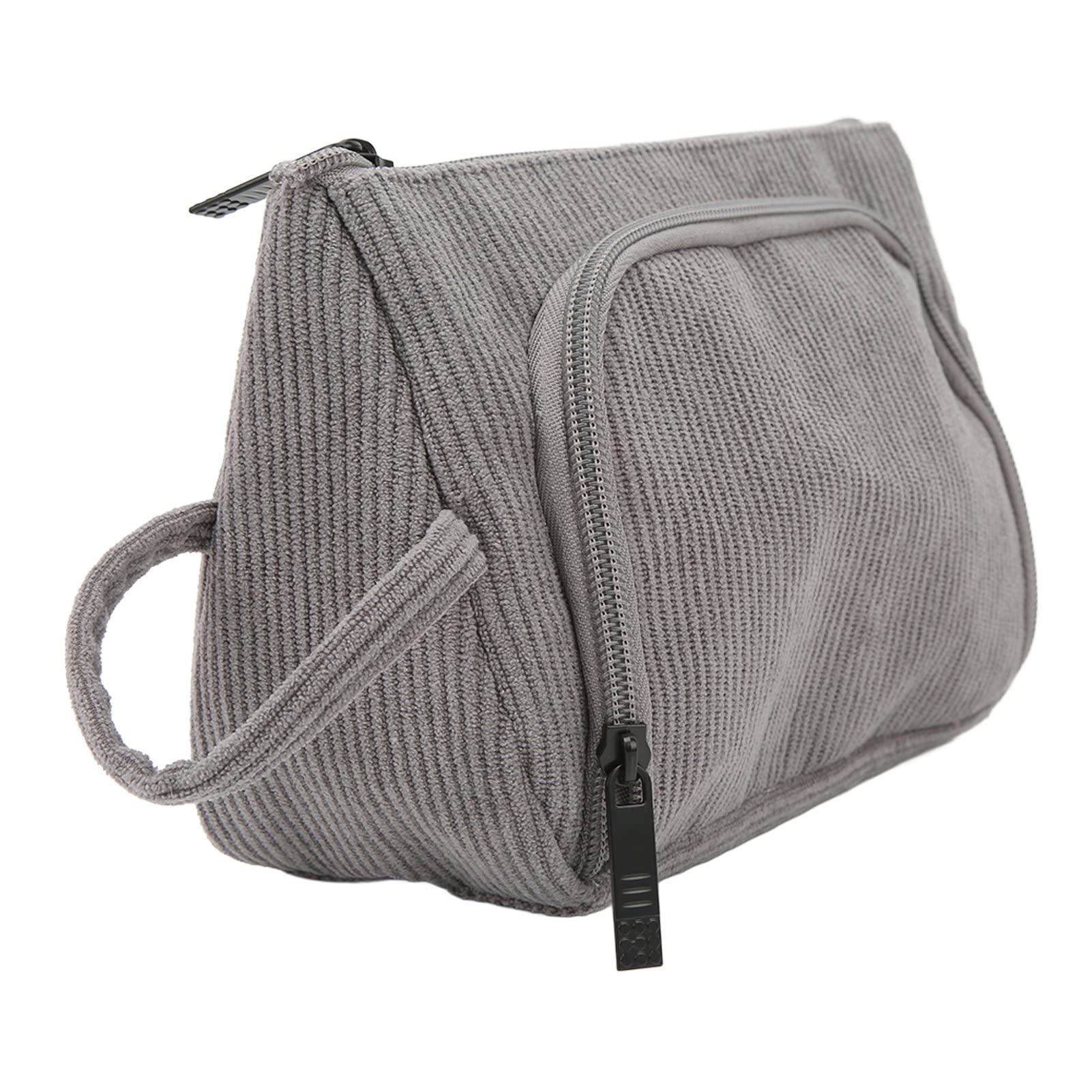 Travel Makeup Bag with Bidirectional Zipper - Waterproof Cosmetic Organizer for Women, Grey Makeup Pouch with Exquisite Lining - Perfect for Travel, Gym, and Daily Use