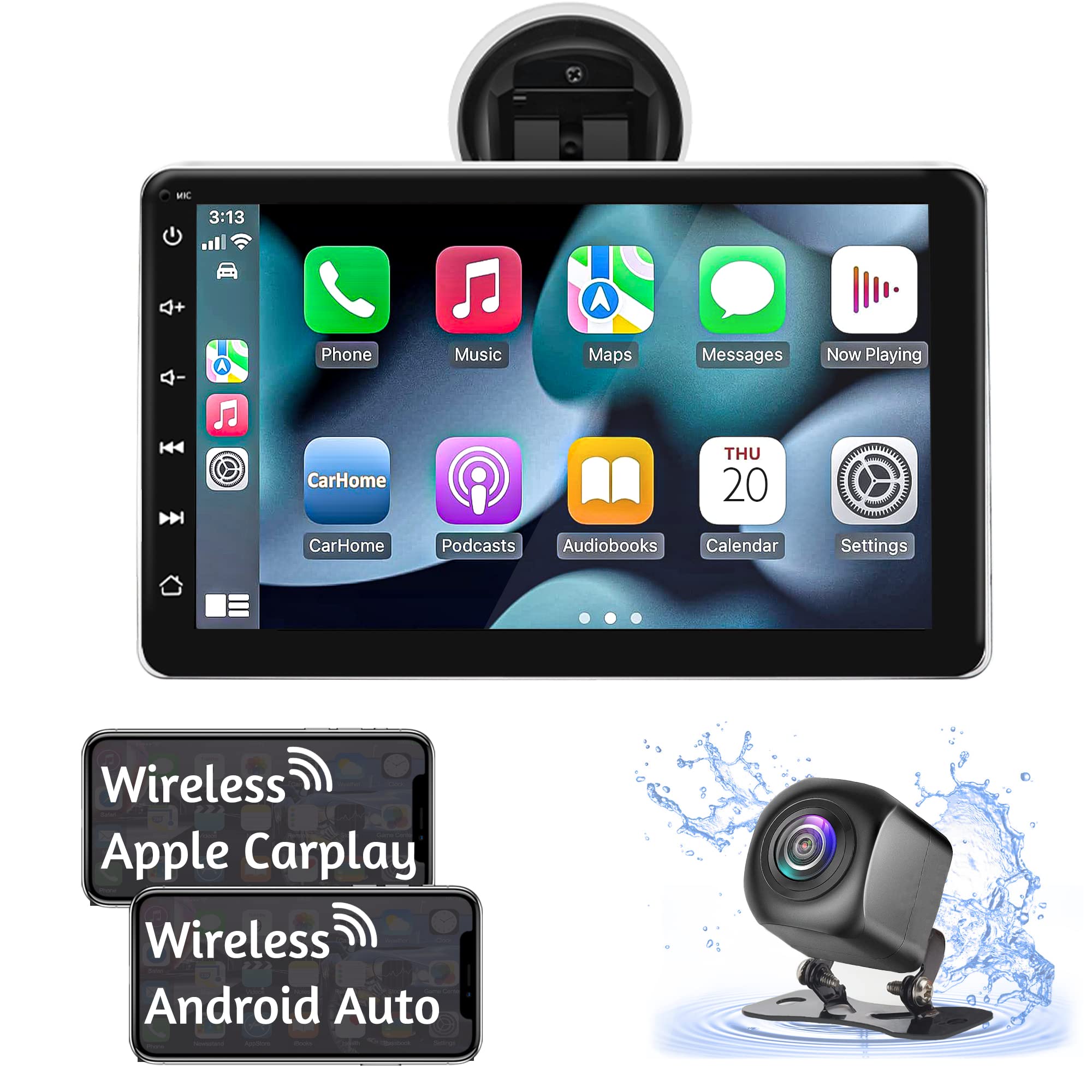 2023 Newest Wireless CarPlay & Android Auto 7-Inch HD IPS Touchscreen Portable Car Stereo Receiver with Mirror Link, Bluetooth, Backup Camera, AUX/USB/TF - Compatible with Cars, Trucks, SUVs, Pickups, RVs & Vans | Perfect for Hands-Free Calling, GPS Navigation & Music Streaming