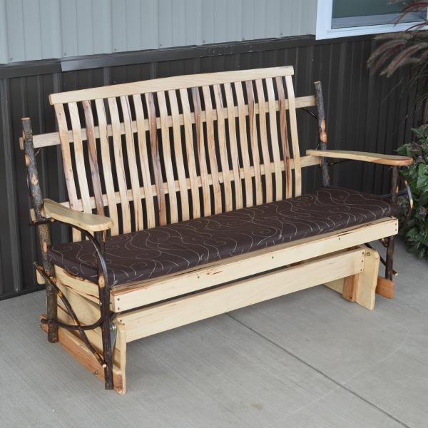 Premium Hickory Wood Porch Glider Swing - Outdoor Patio Rocking Bench for Garden, Deck & Backyard Relaxation | Weather-Resistant & Comfortable Seating