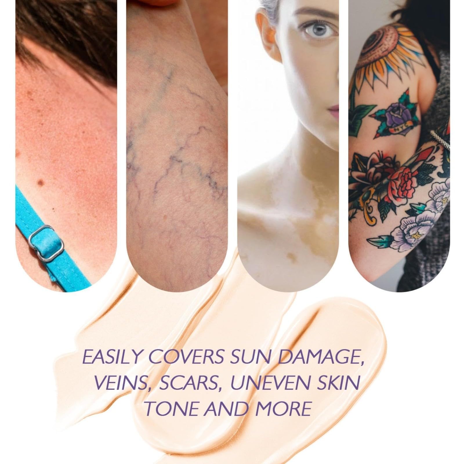 Waterproof Leg Makeup - No Transfer Body Coverage Perfector for Tattoos, Scars & Varicose Veins | Full Coverage Leg & Body Makeup | Tattoo Cover Up Waterproof (1PC, One Size) | Perfect for Beach, Pool, Weddings & Everyday Wear