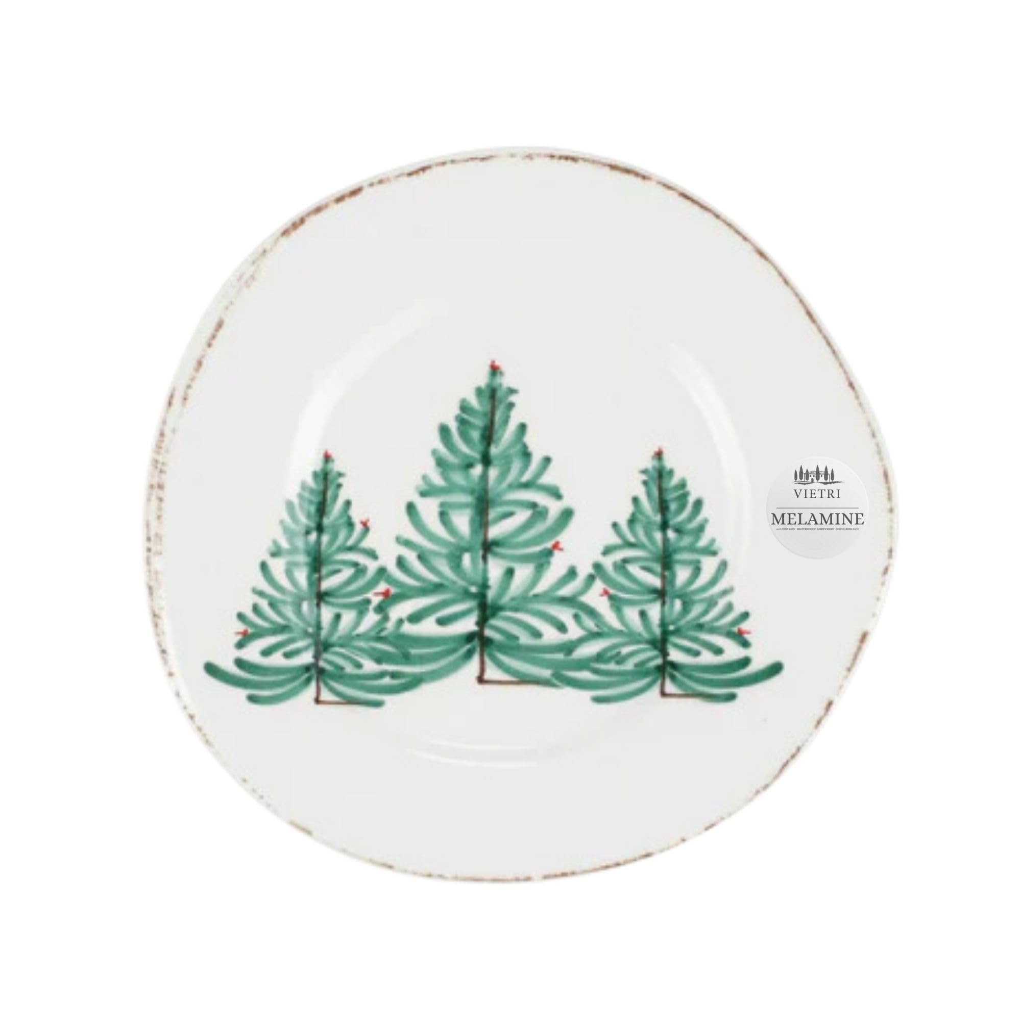 Vietri Melamine Holiday Green Unbreakable Salad Plate - 8.75