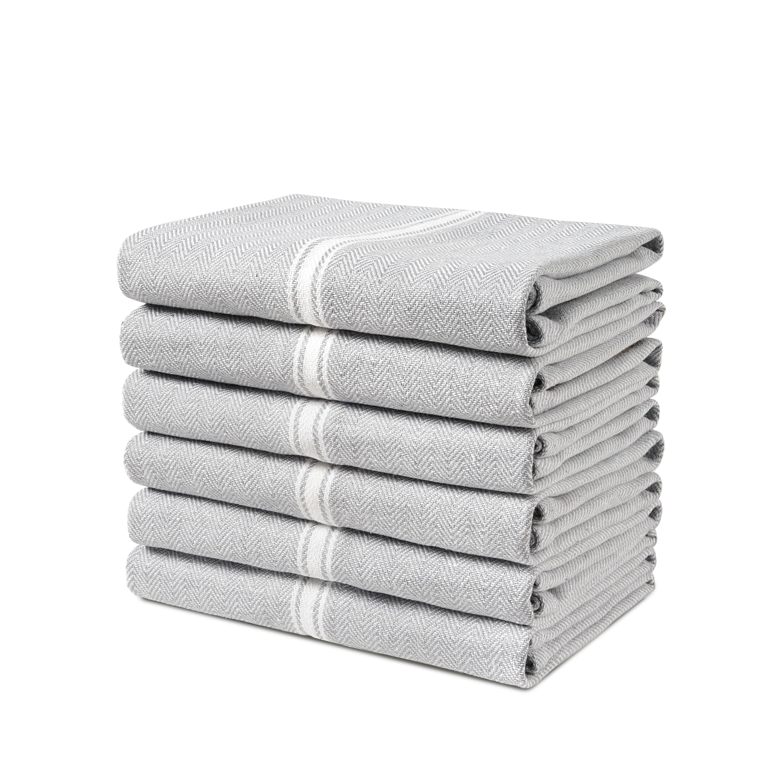 **LANE LINEN 100% Cotton Kitchen Towels Set - Super Absorbent Dish Towels, Soft & Durable Hand Towels for Kitchen, Pack of 6 (15”x25”), Grey Chambray - Perfect for Drying Dishes, Cleaning Countertops & Everyday Kitchen Use**