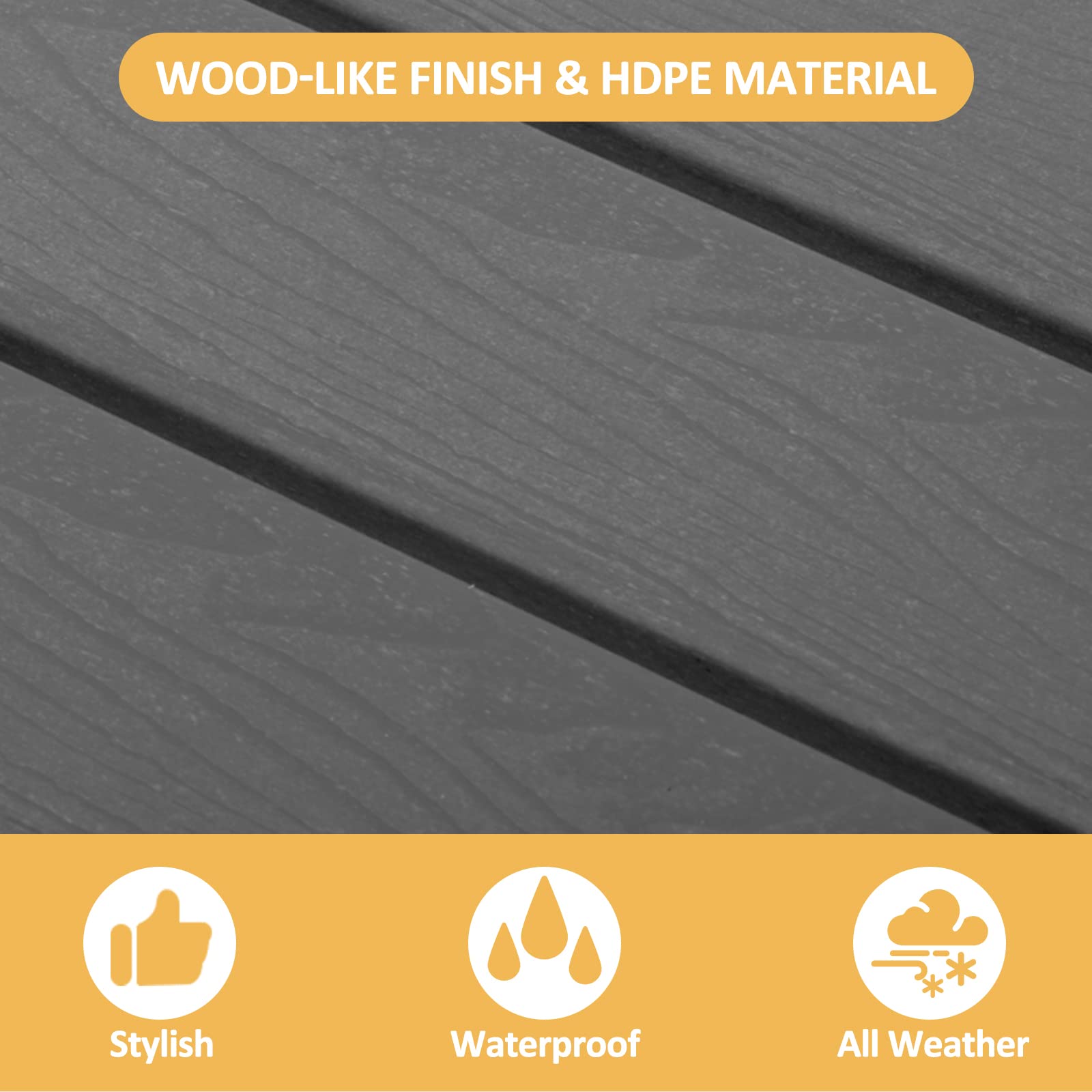 2 Tier Outdoor Side Table with Wood-Like Grain - 16.6